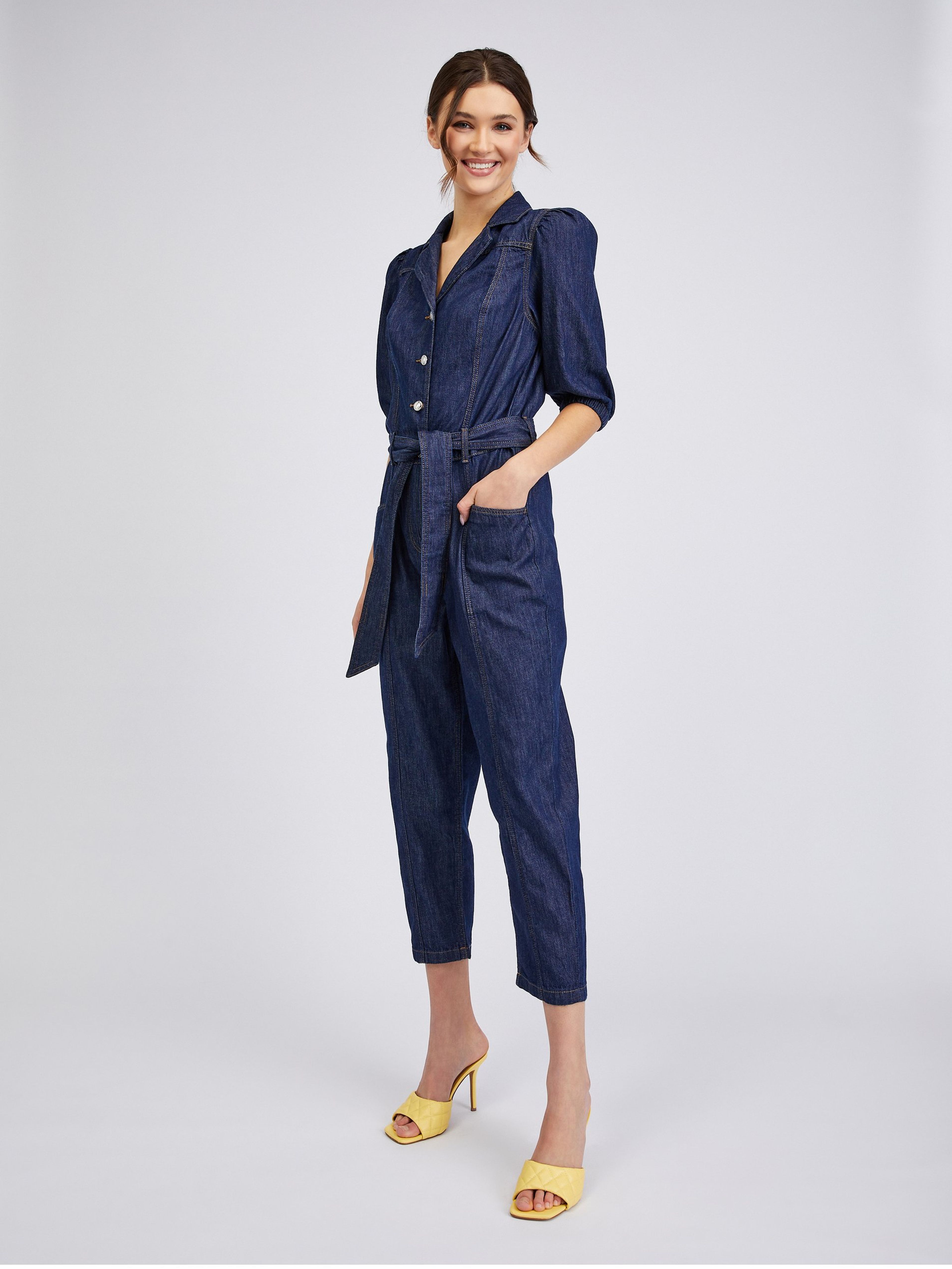 Dunkelblauer Damen-Jumpsuit aus Denim ORSAY