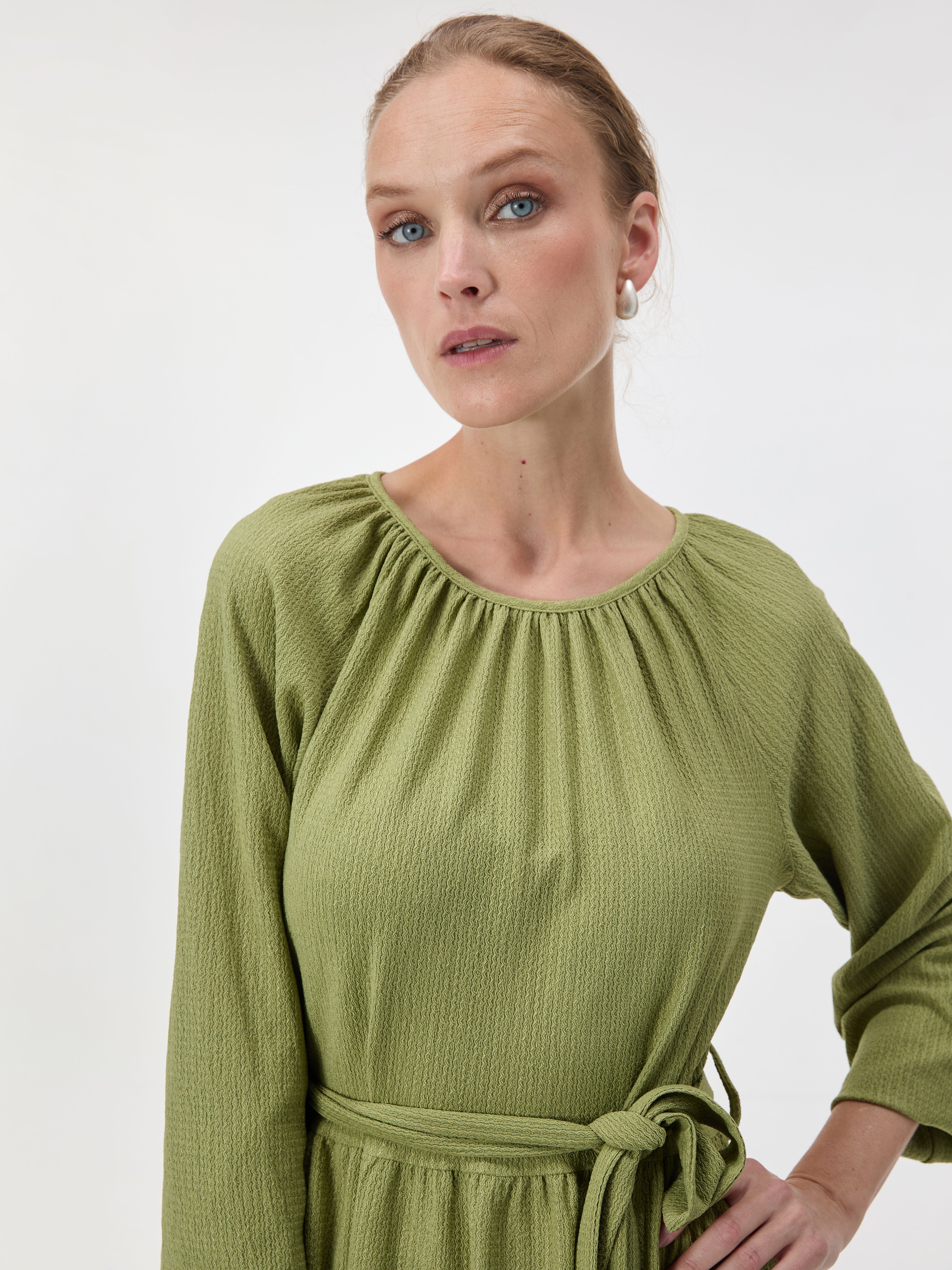 Rochie scurtă dreaptă pentru femei verde cu mânecă trei sferturi ORSAY - 004