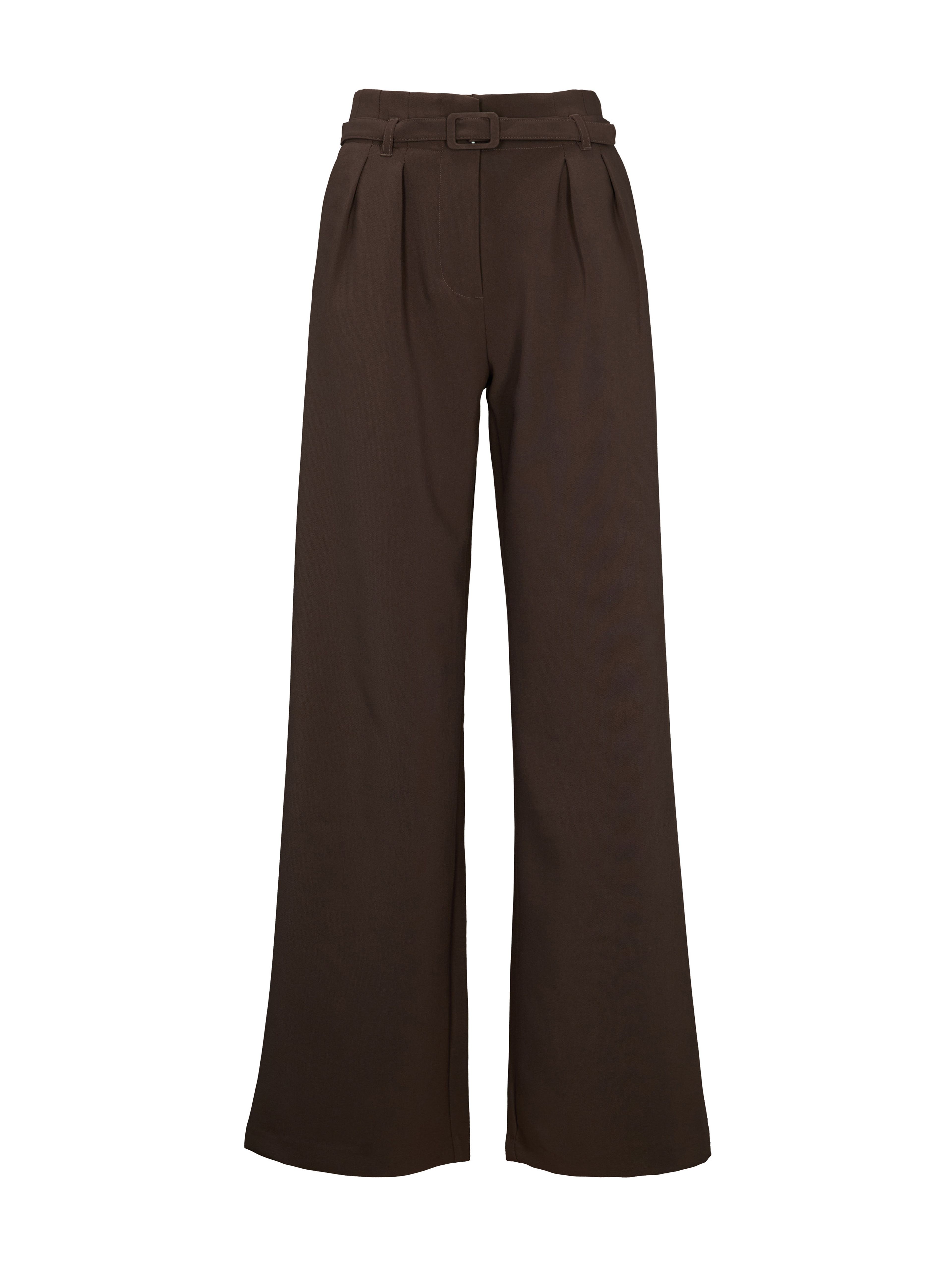 Brązowe damskie spodnie wide leg z wysokim stanem ORSAY - 005