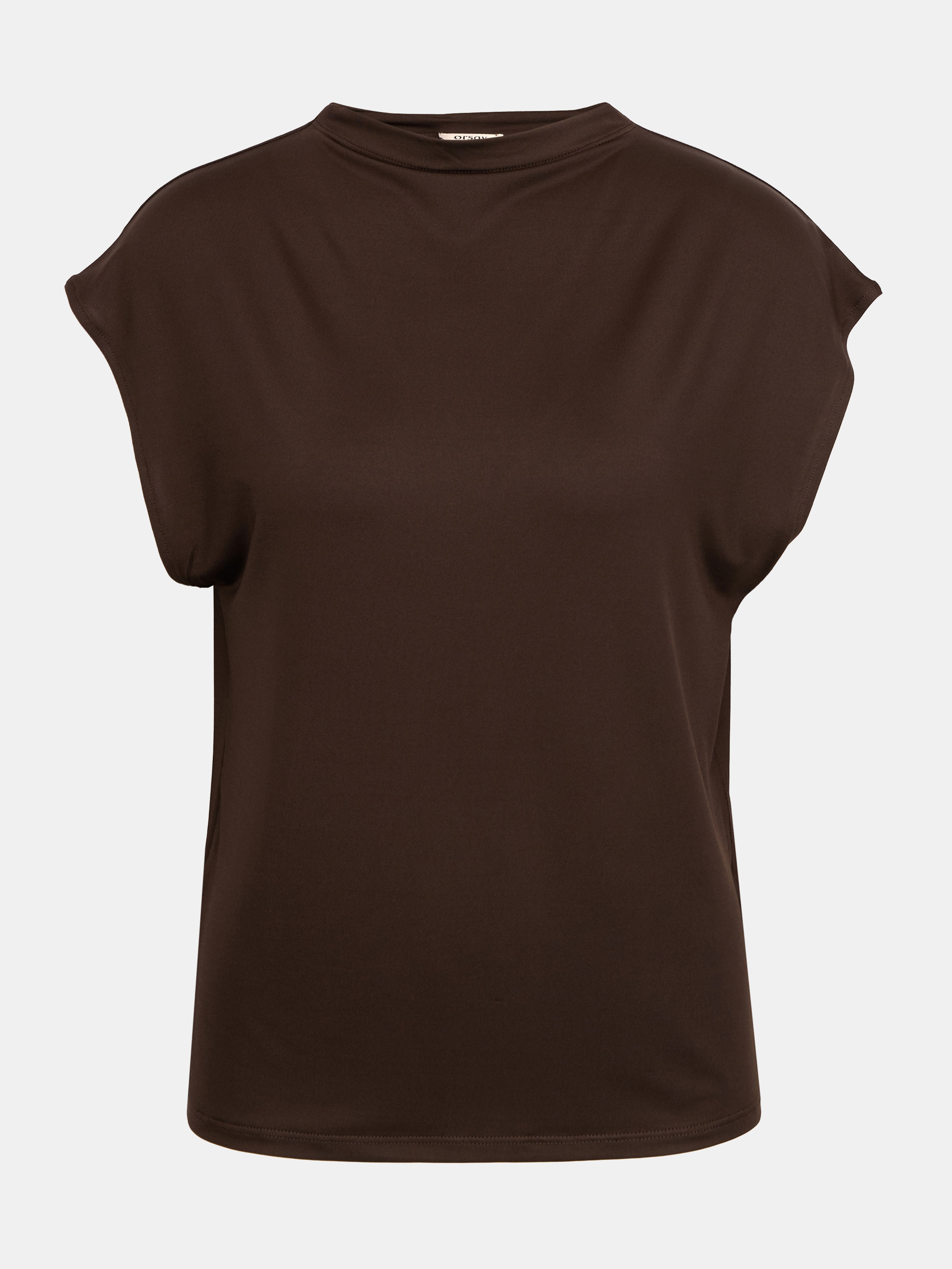 Ciemnobrązowa damska koszulka z krótkim rękawem ORSAY