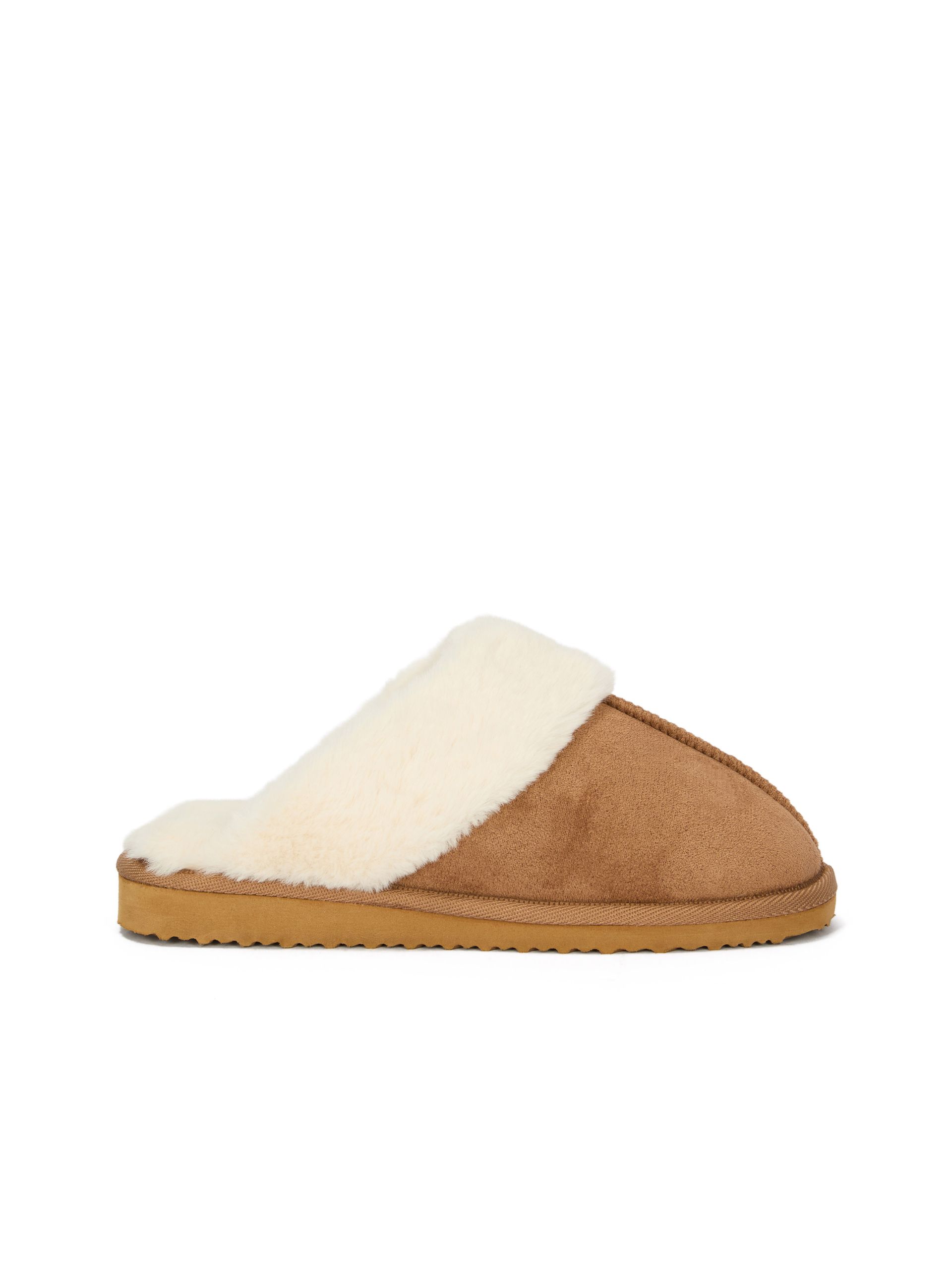 Braune Damen-Pantoffeln mit Fell ORSAY IMARA - 001