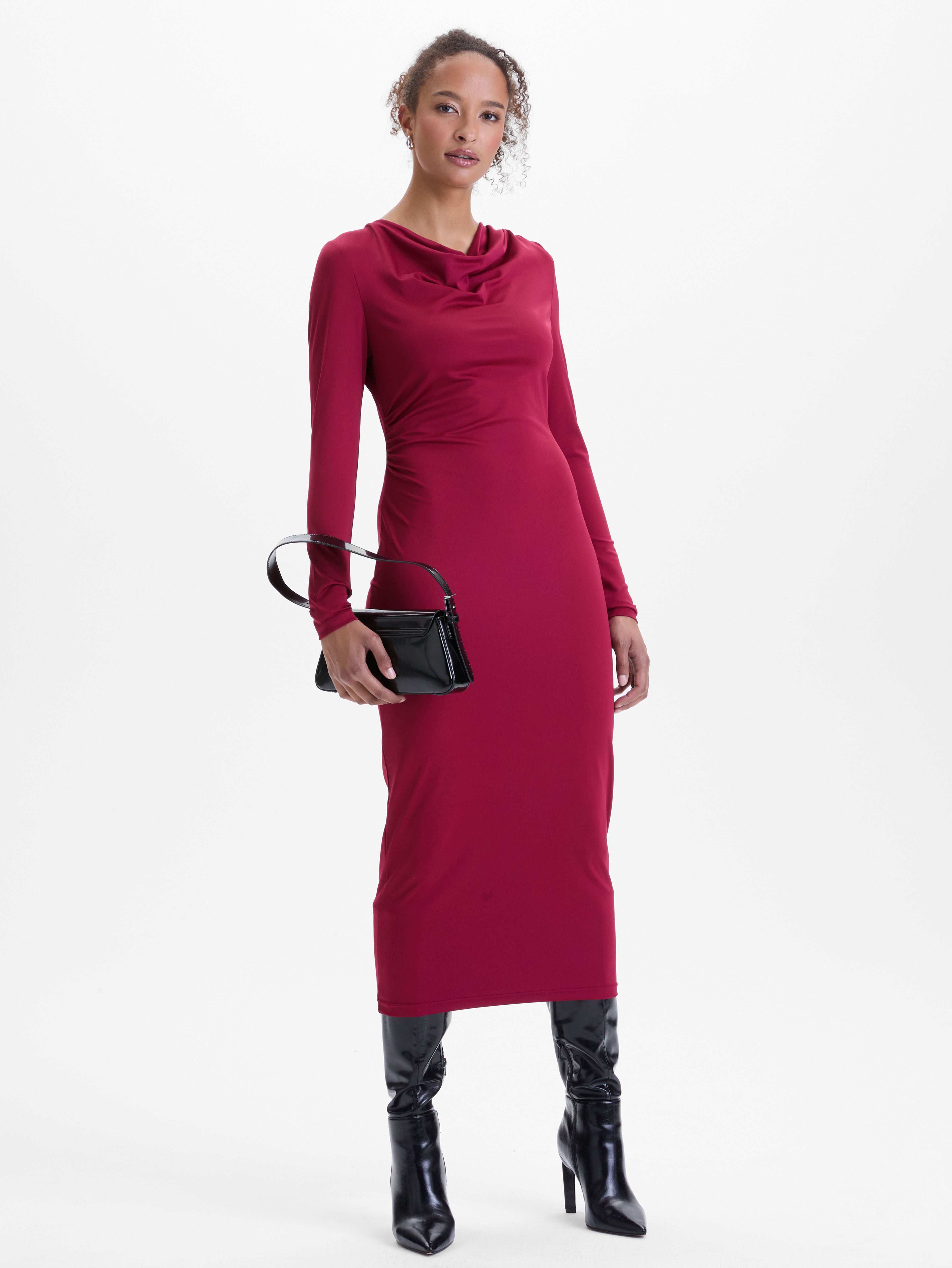Weinrotes Damen-Midikleid ORSAY