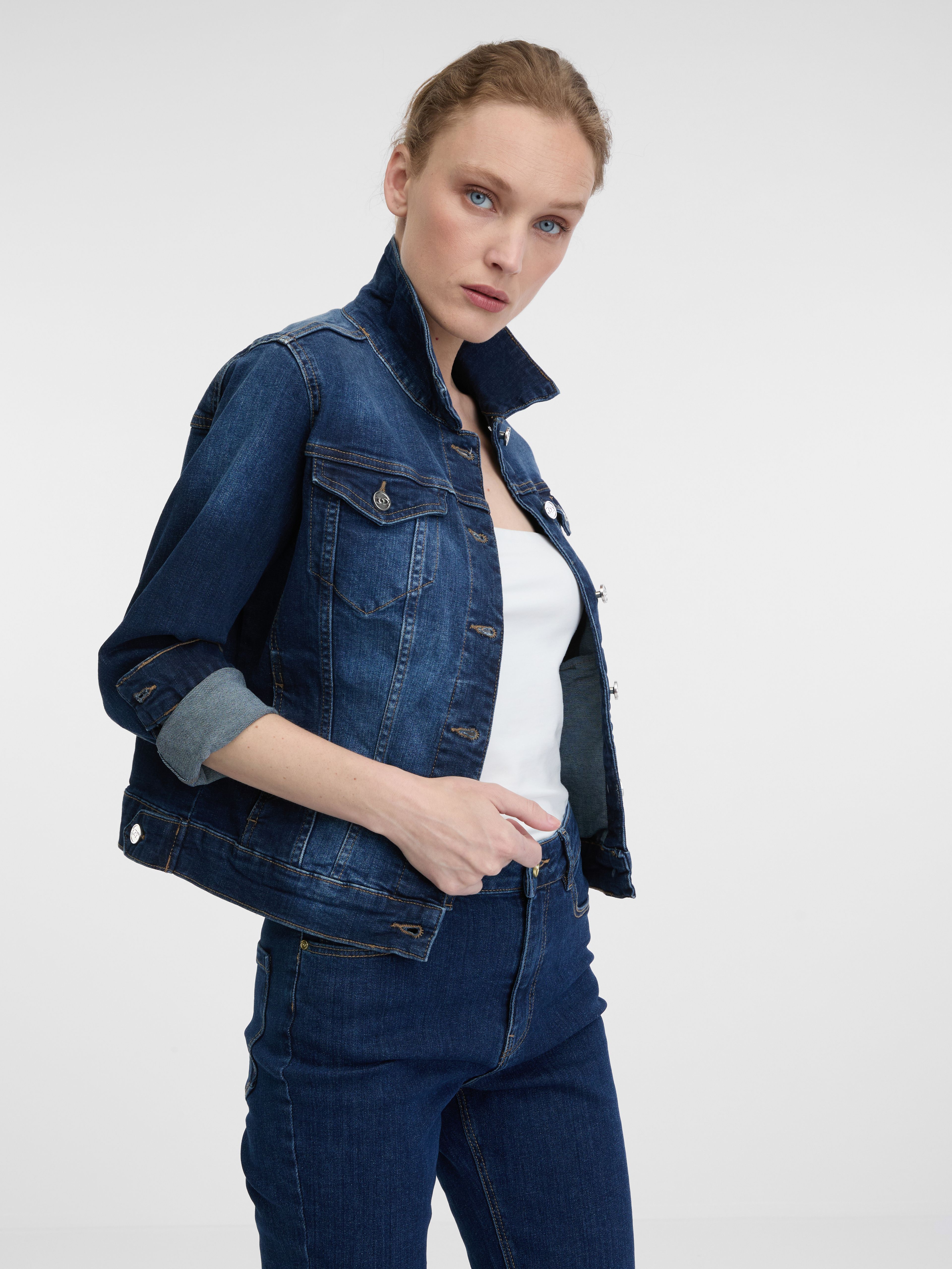 Dunkelblaue Damen-Jeansjacke ORSAY