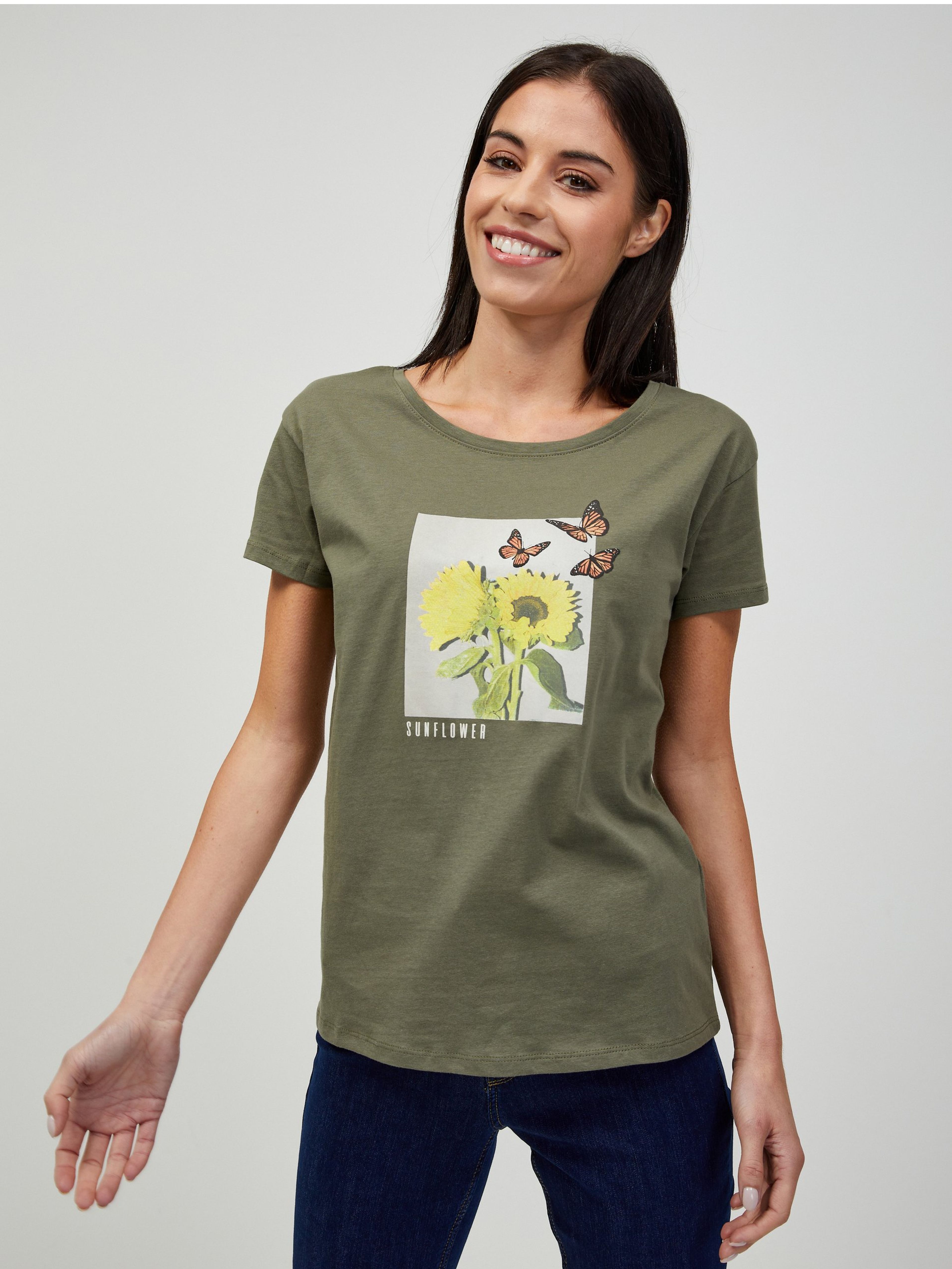 Khaki T-Shirt mit Aufdruck ORSAY