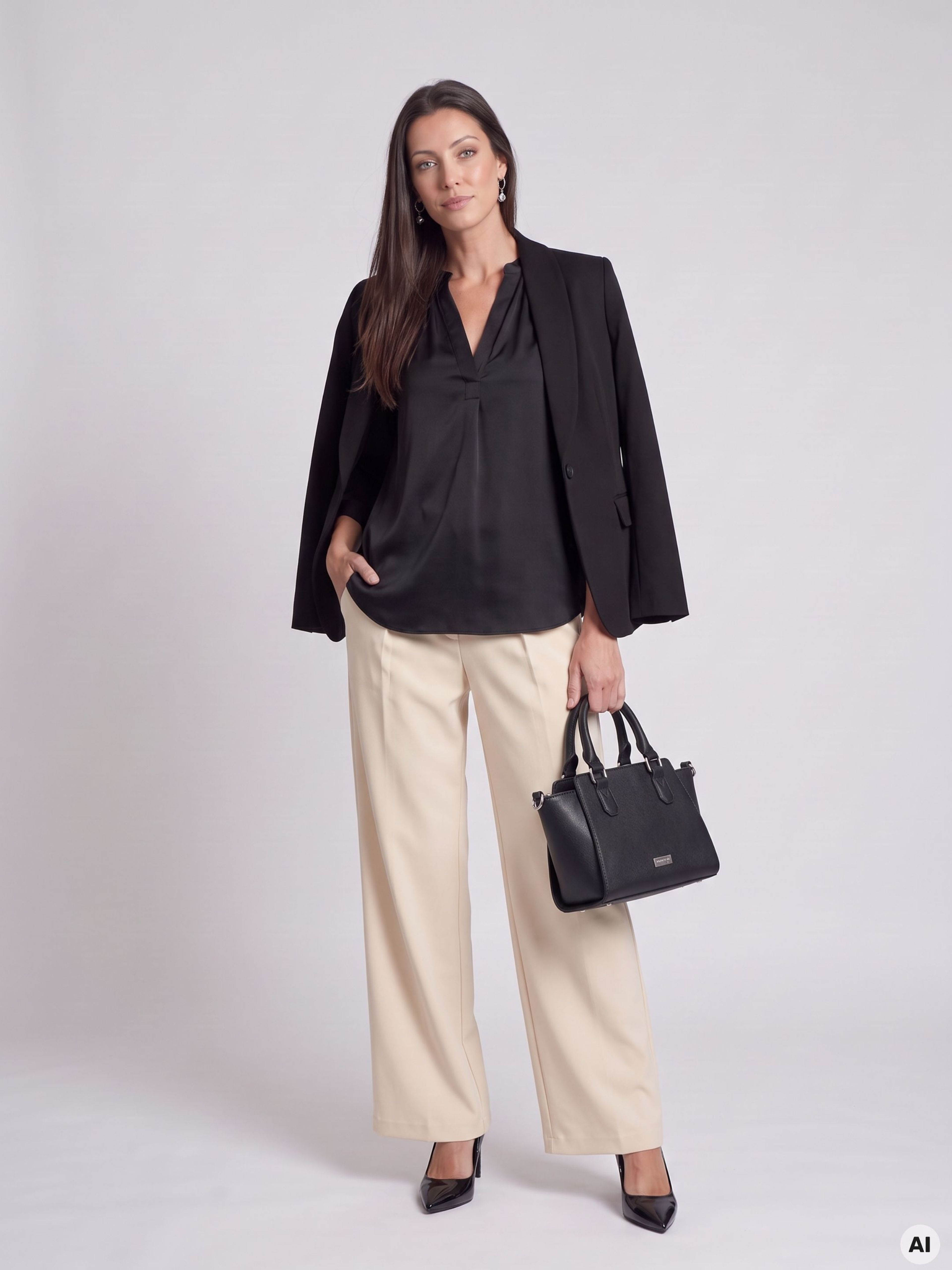 Schwarze Damen-Bluse mit 3/4-Ärmeln ORSAY - 005