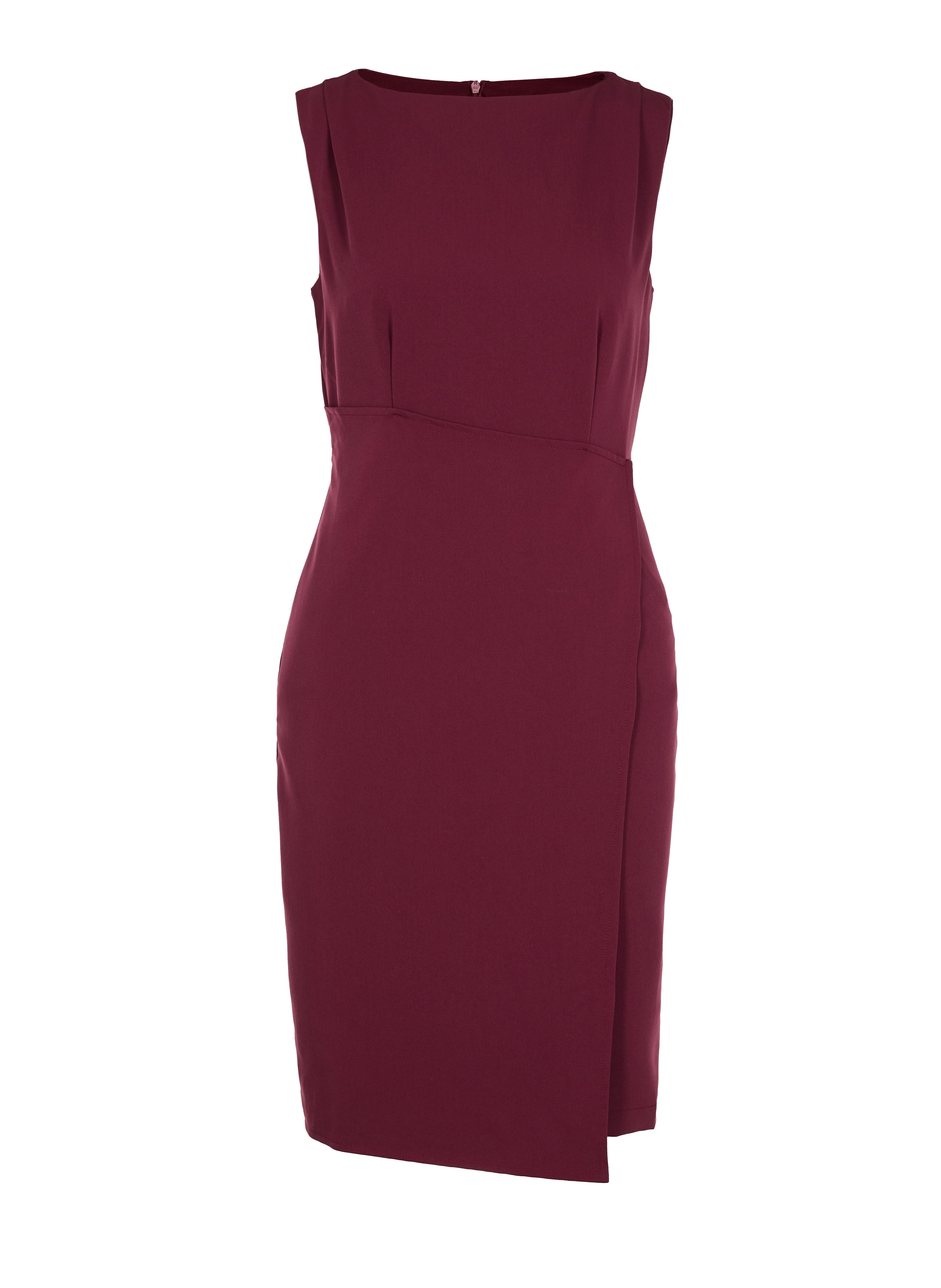 Bordeauxrotes ärmelloses Damen-Wickelkleid ORSAY - 005