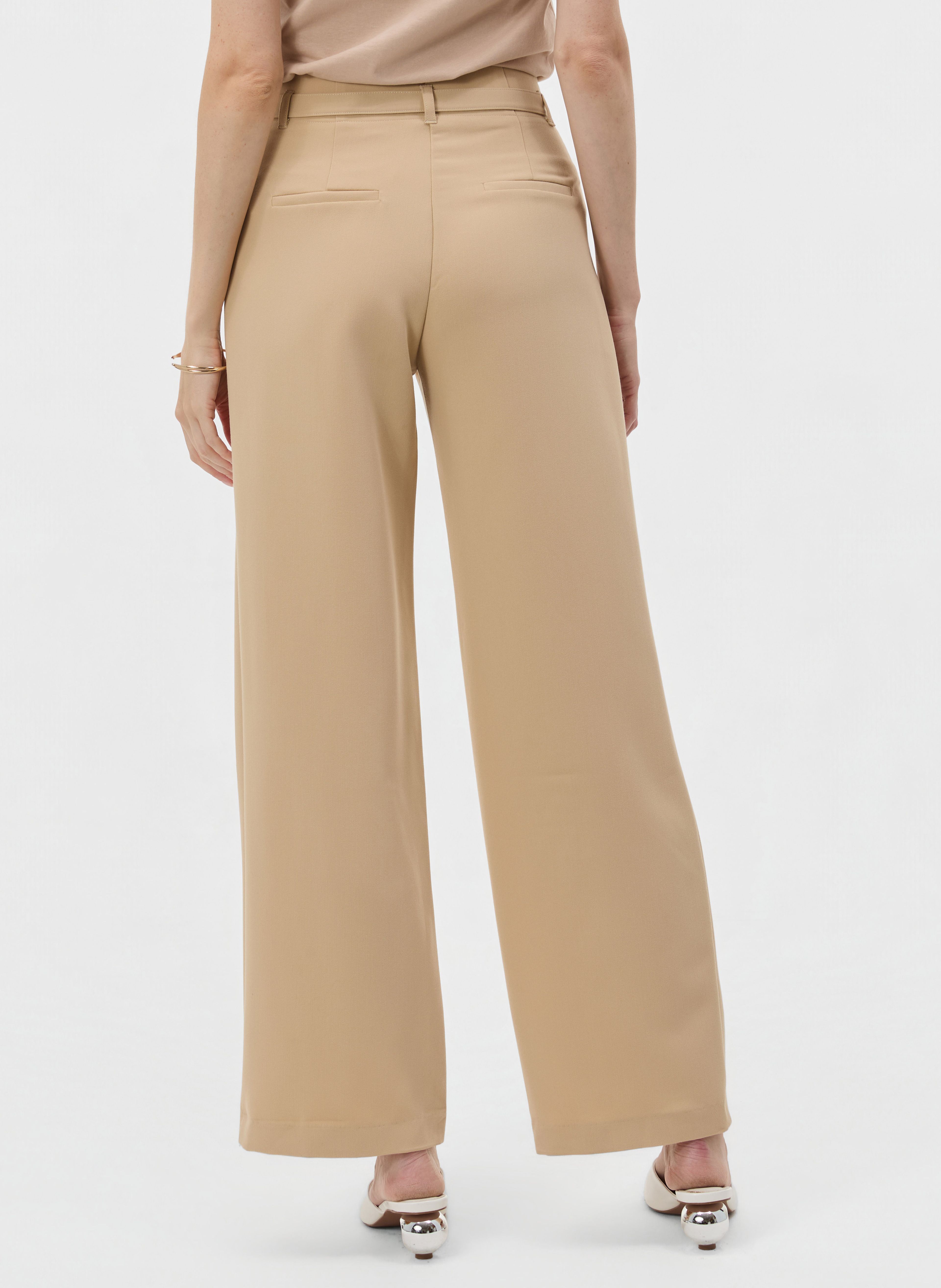 Beige Damenhose mit weitem Bein und hohem Bund ORSAY - 003