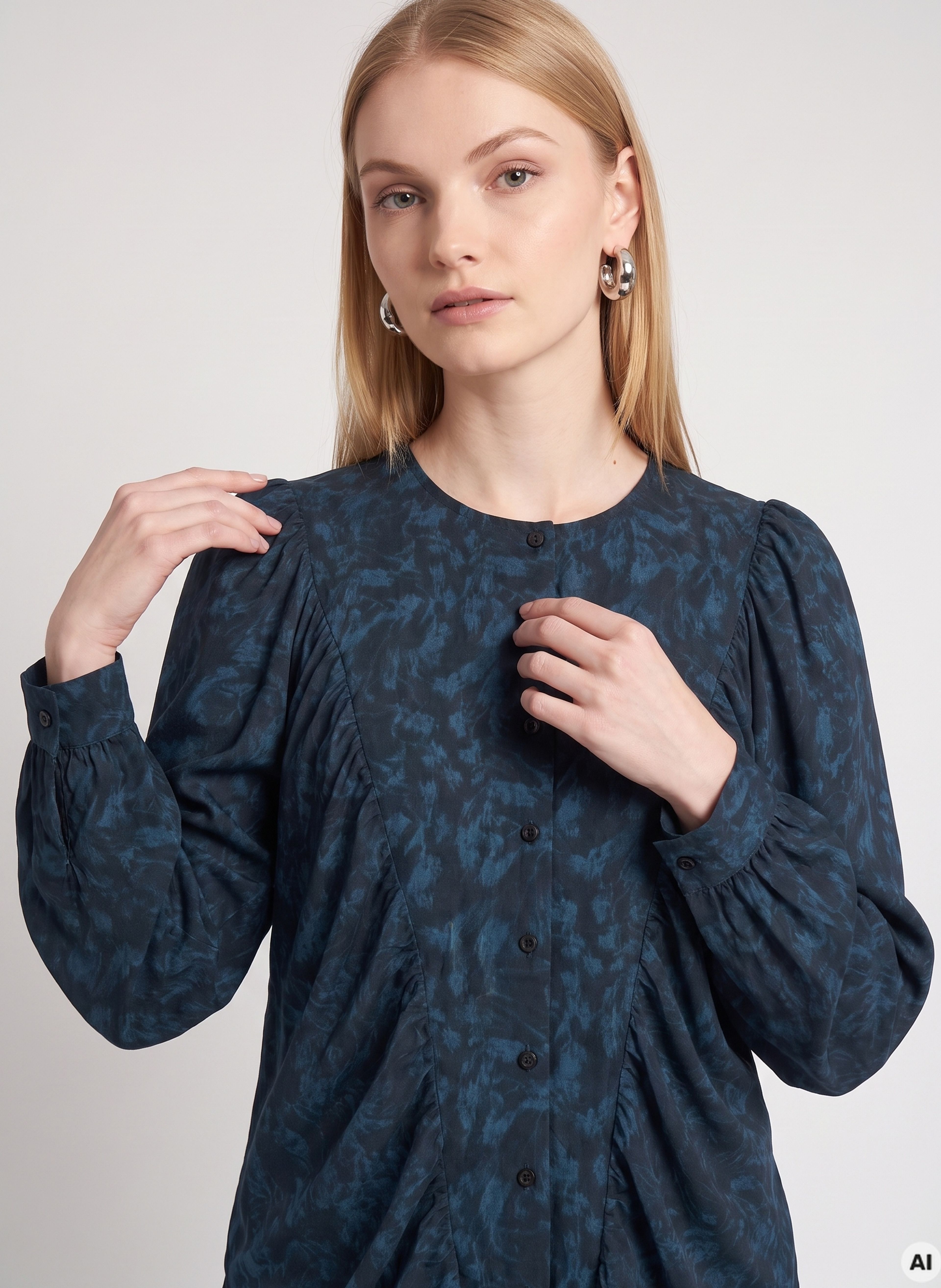 Modra ženska bluza z dolgimi rokavi ORSAY - 003