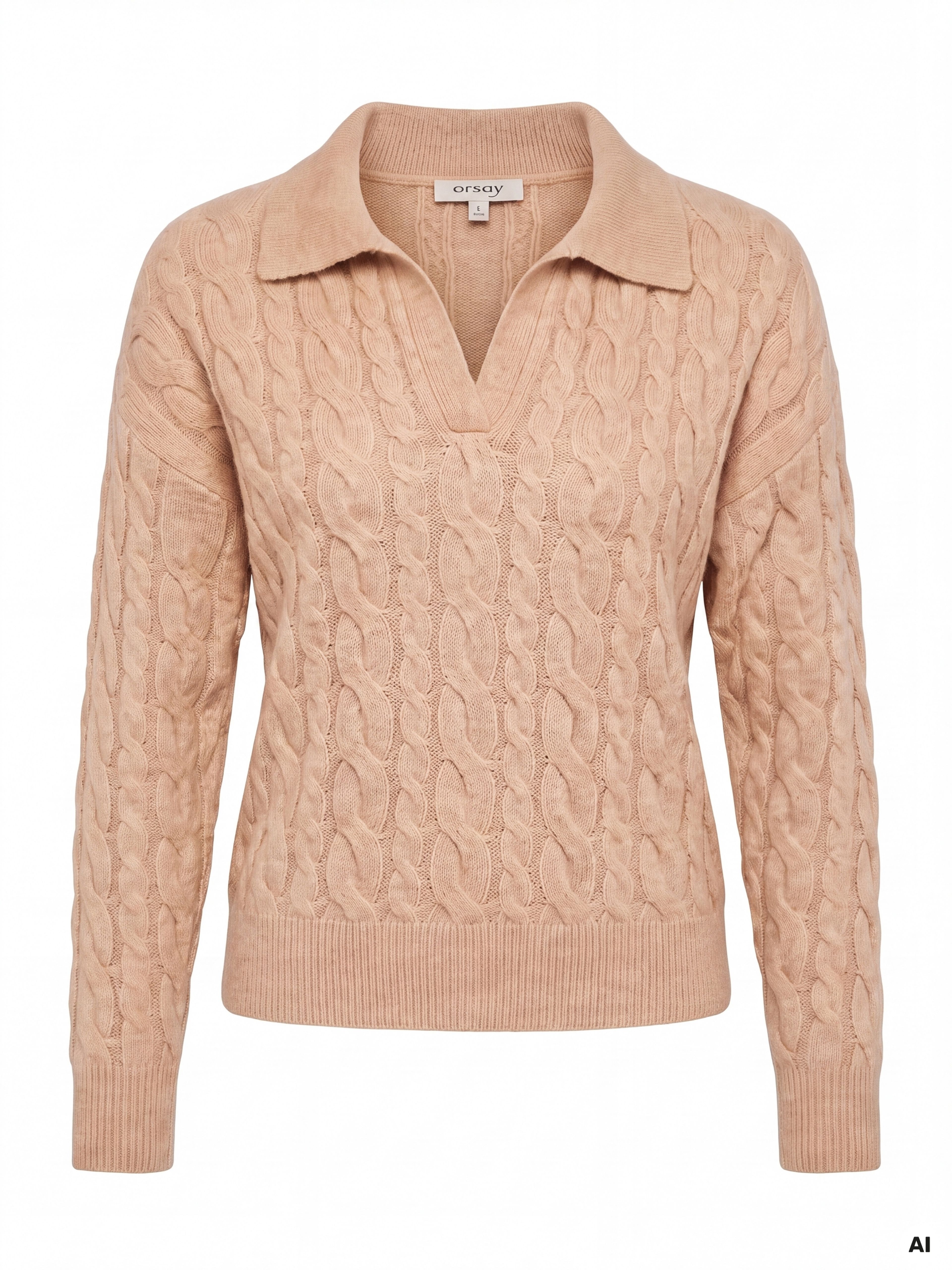 Beiger Damenpullover mit langen Ärmeln ORSAY - 006