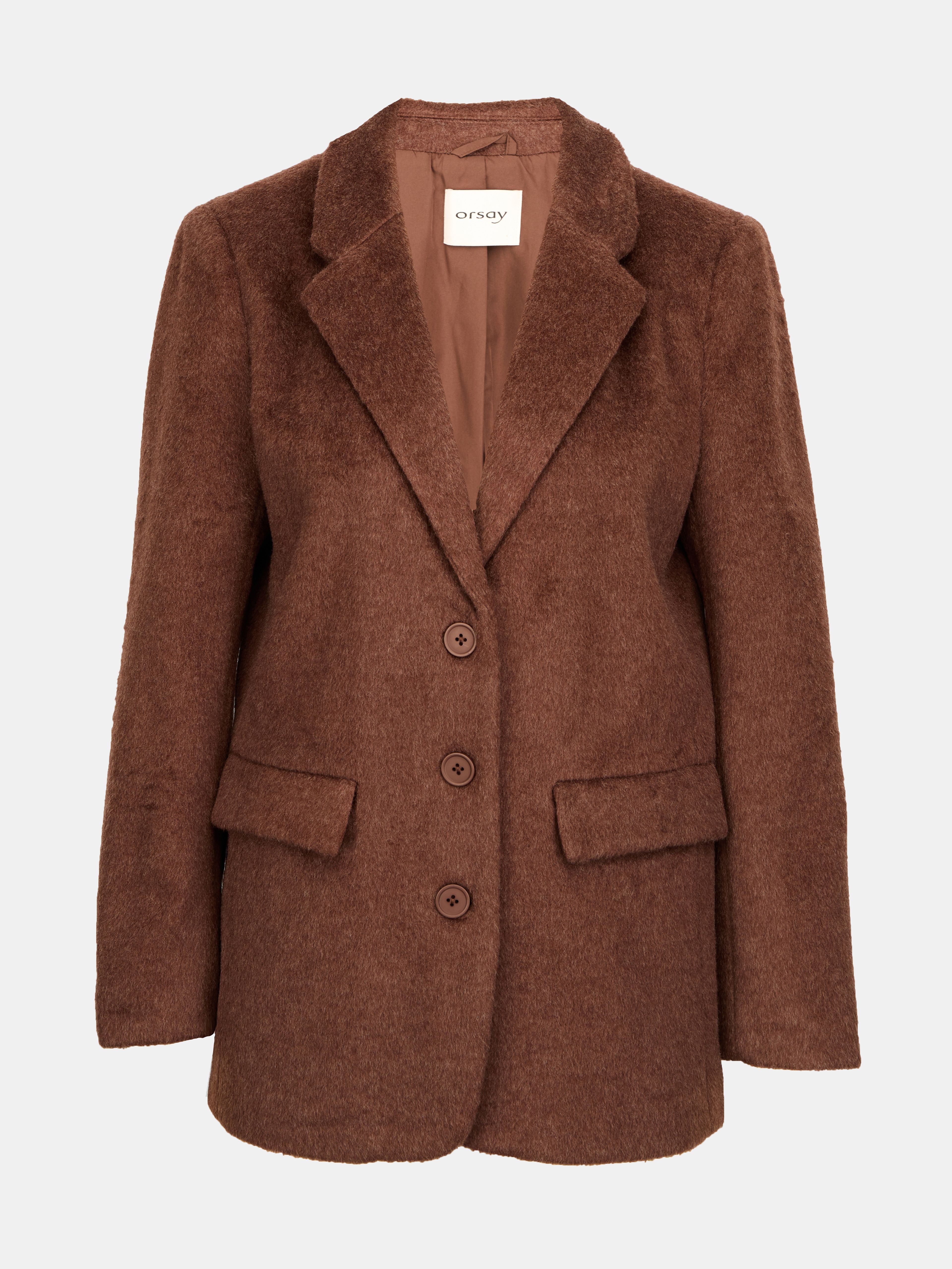 Brązowa damska marynarka o kroju płaszcza ORSAY