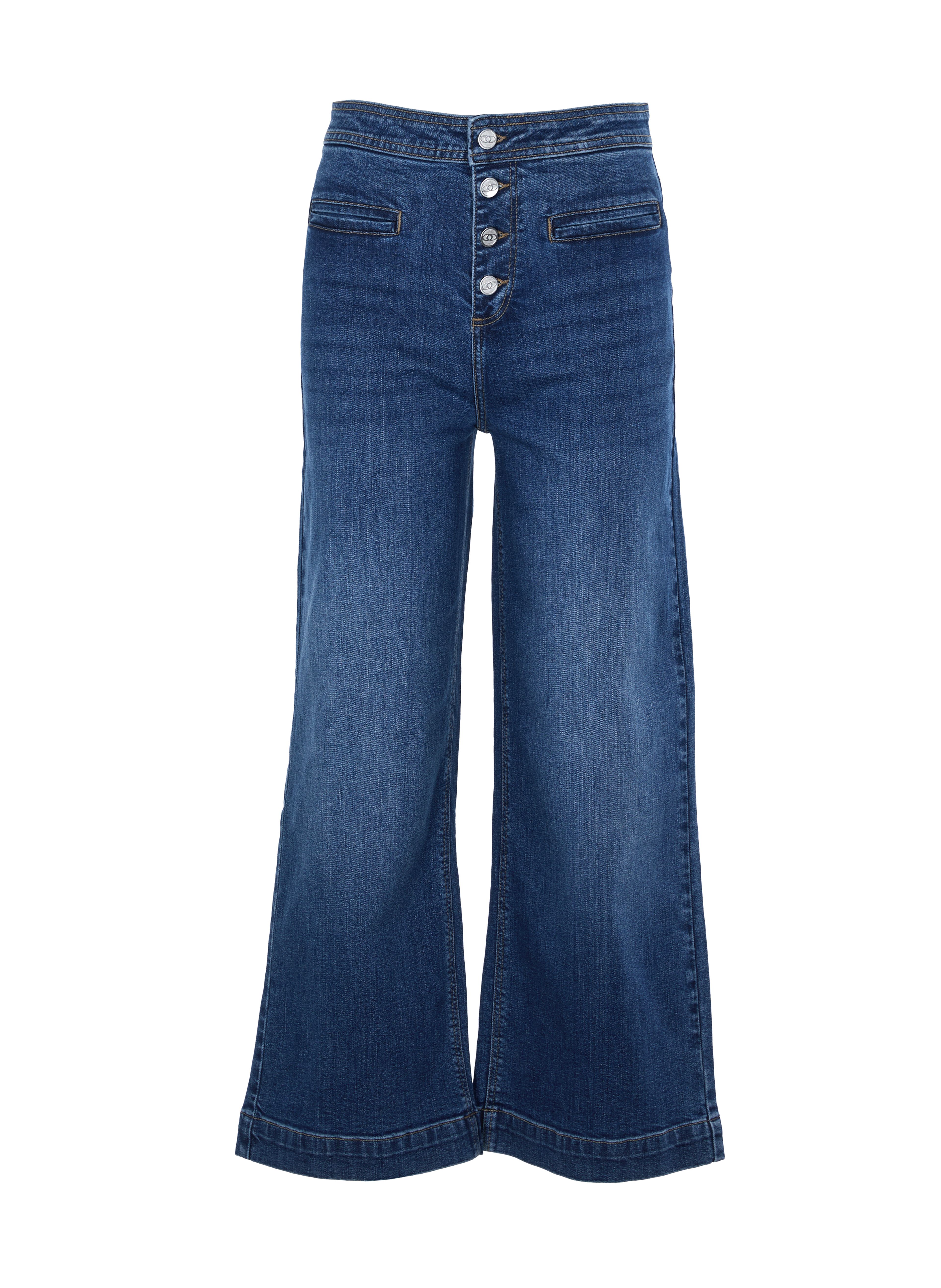 Niebieskie szerokie jeansy damskie ORSAY - 006