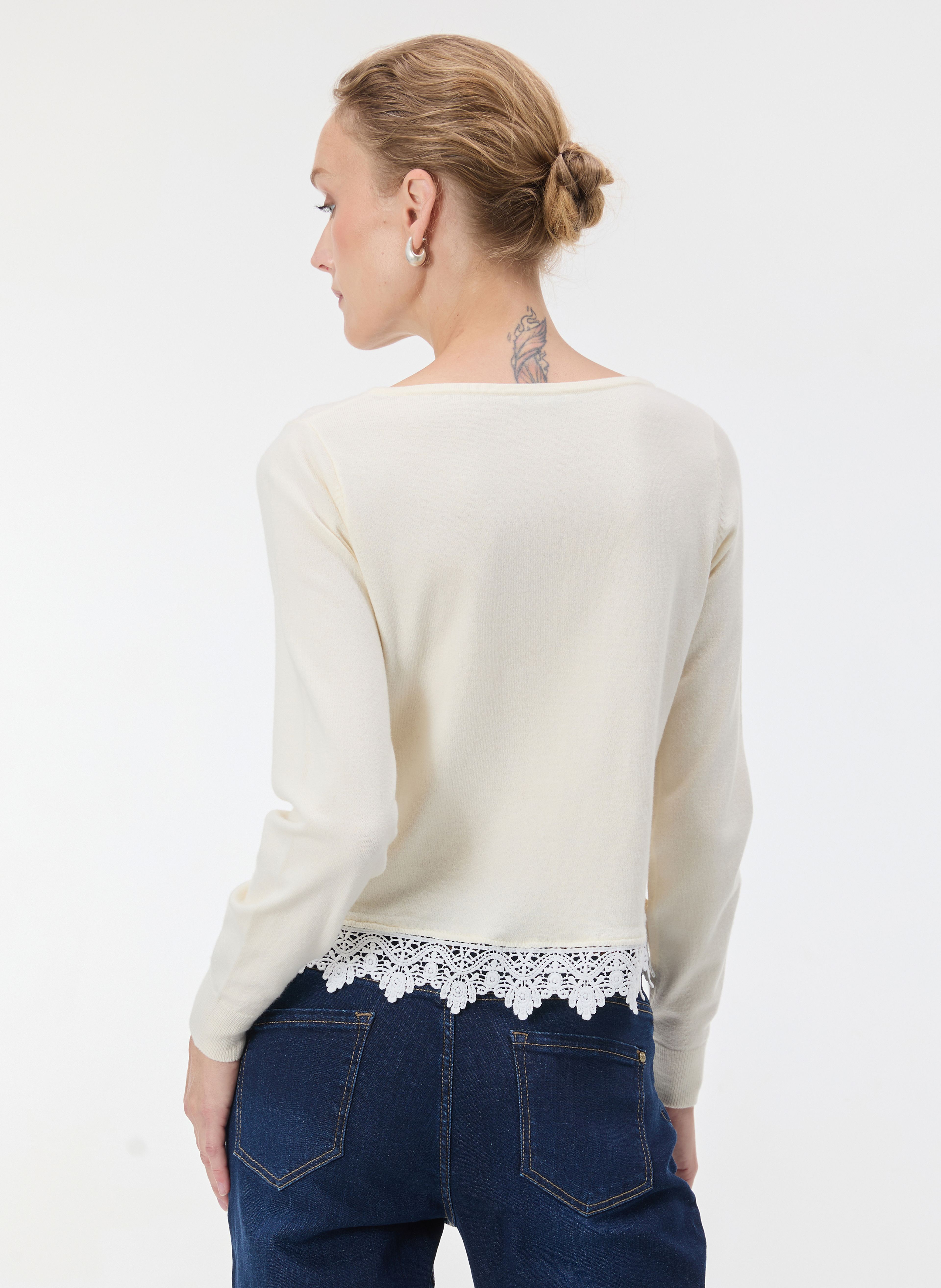 Weißer Damenpullover mit langen Ärmeln ORSAY - 003