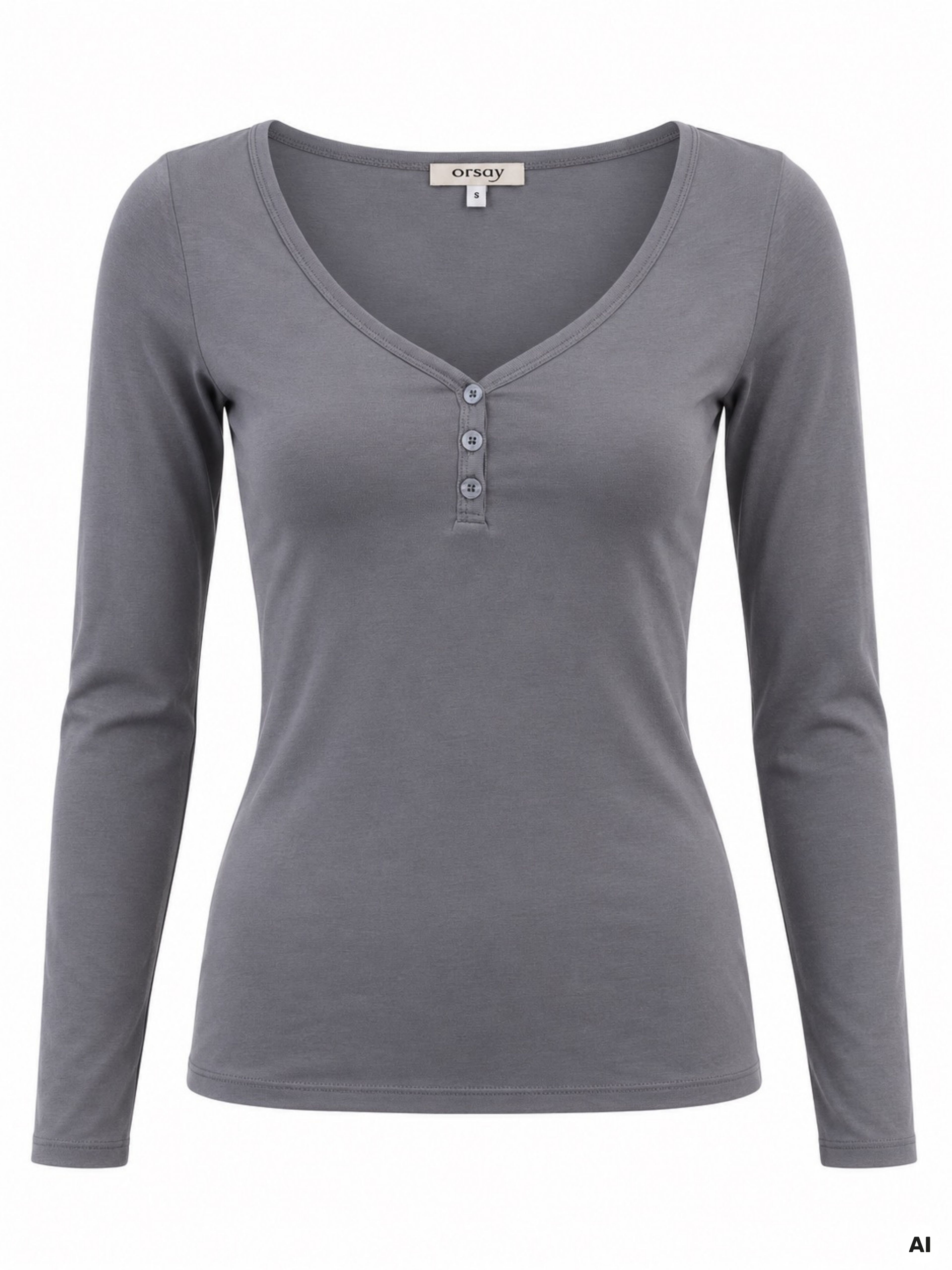 Tricou pentru femei gri cu mâneci lungi ORSAY - 005