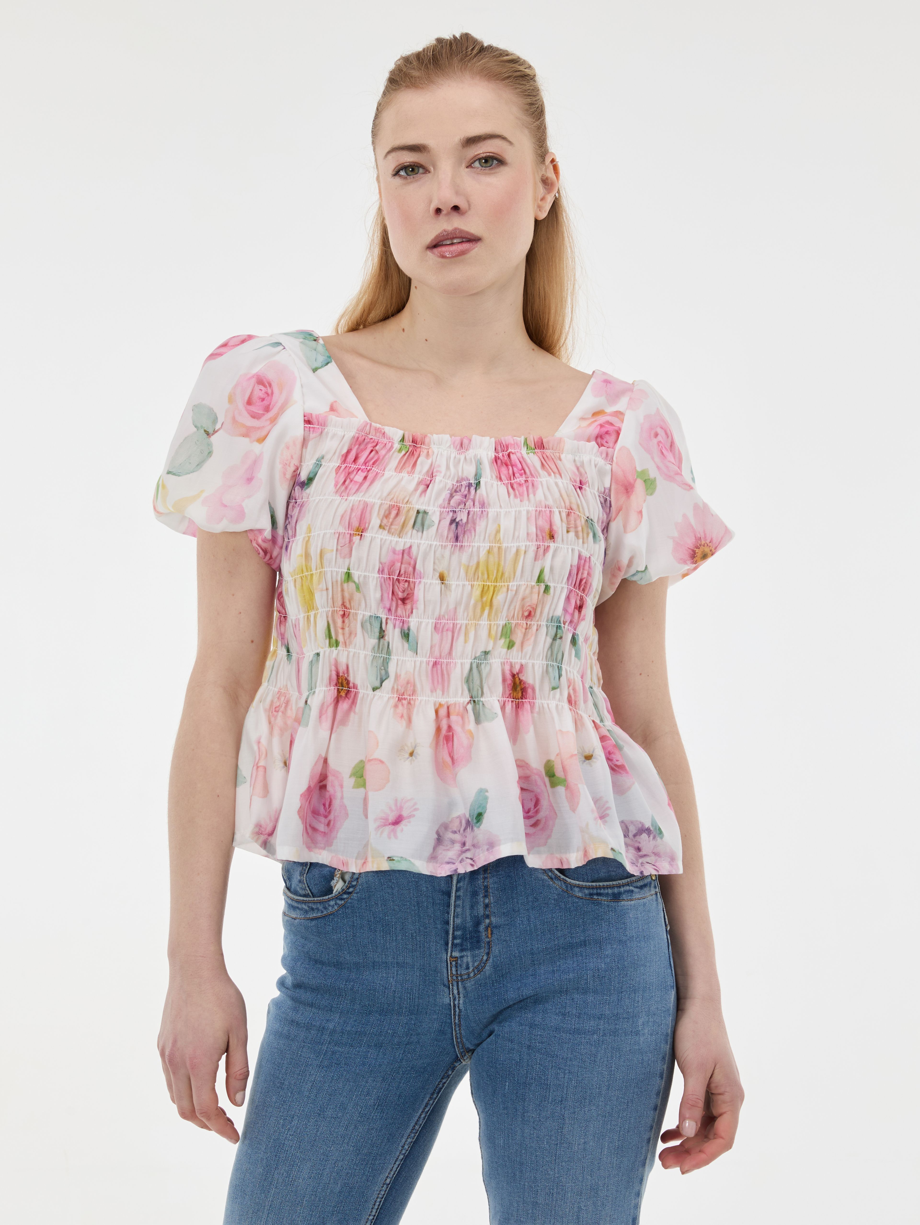 Różowa damska wzorzysta bluzka ORSAY