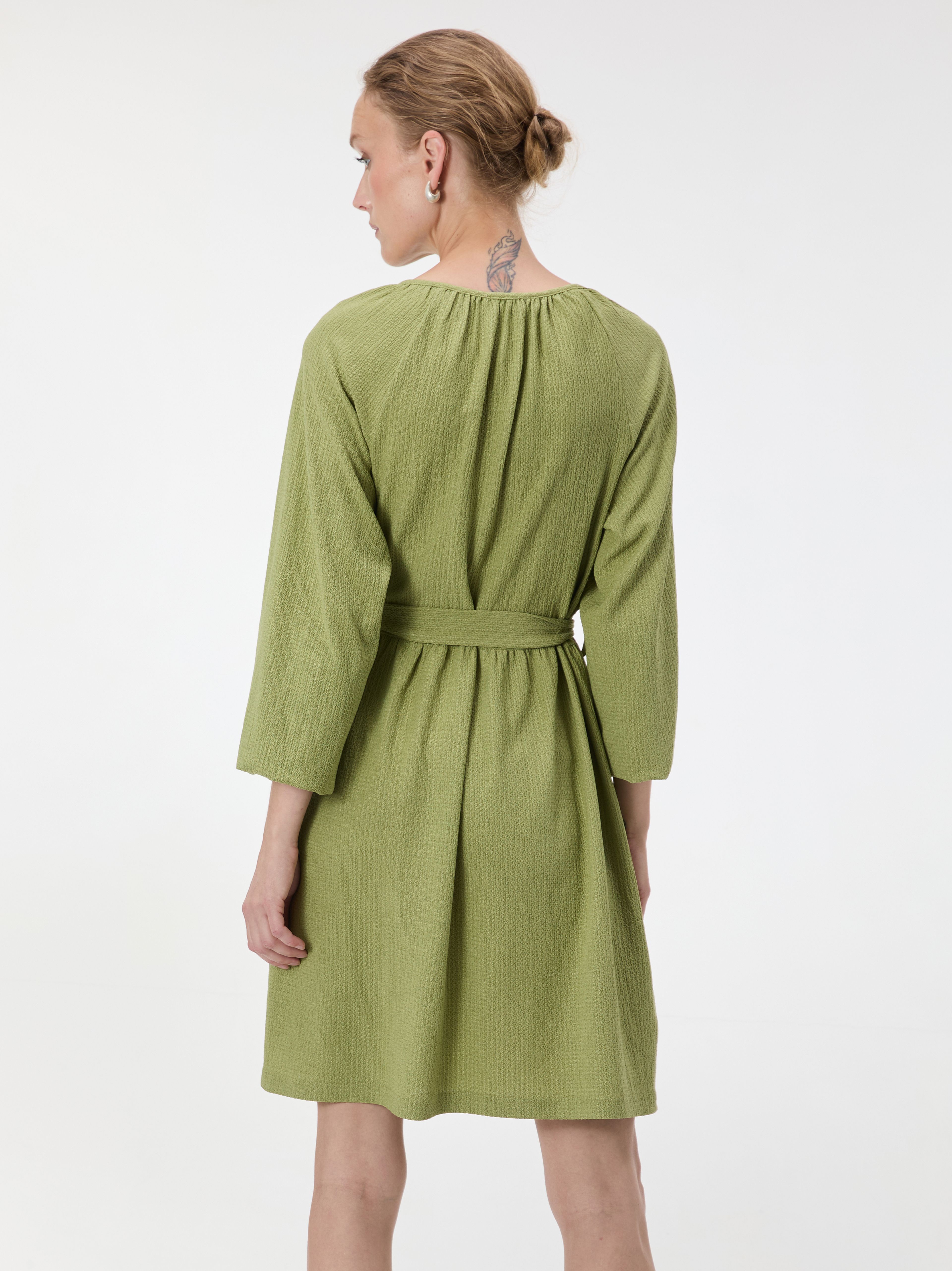 Rochie scurtă dreaptă pentru femei verde cu mânecă trei sferturi ORSAY - 005