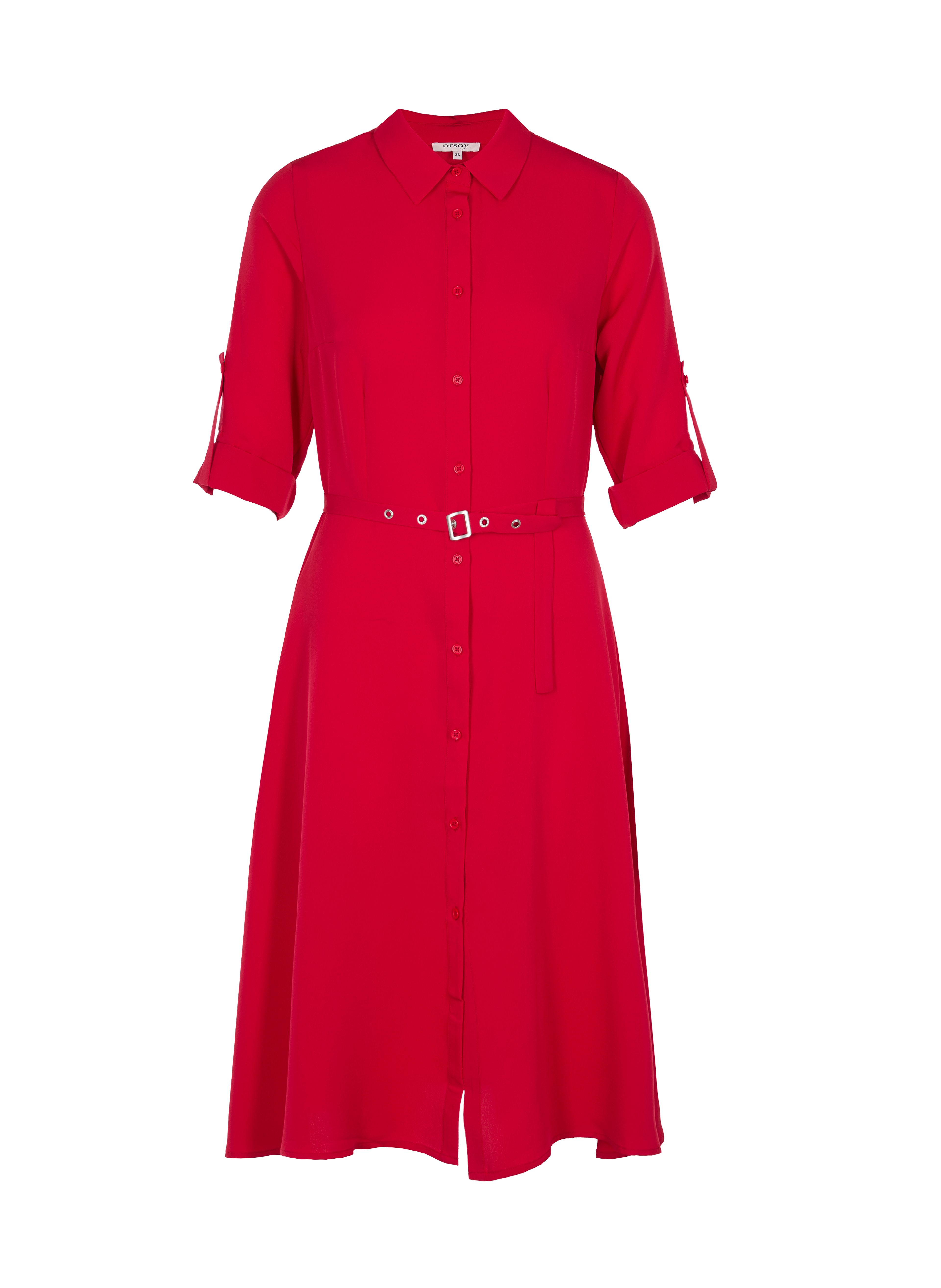 Rochie tip cămașă scurtă, cu croială evazată, roșu ORSAY - 005