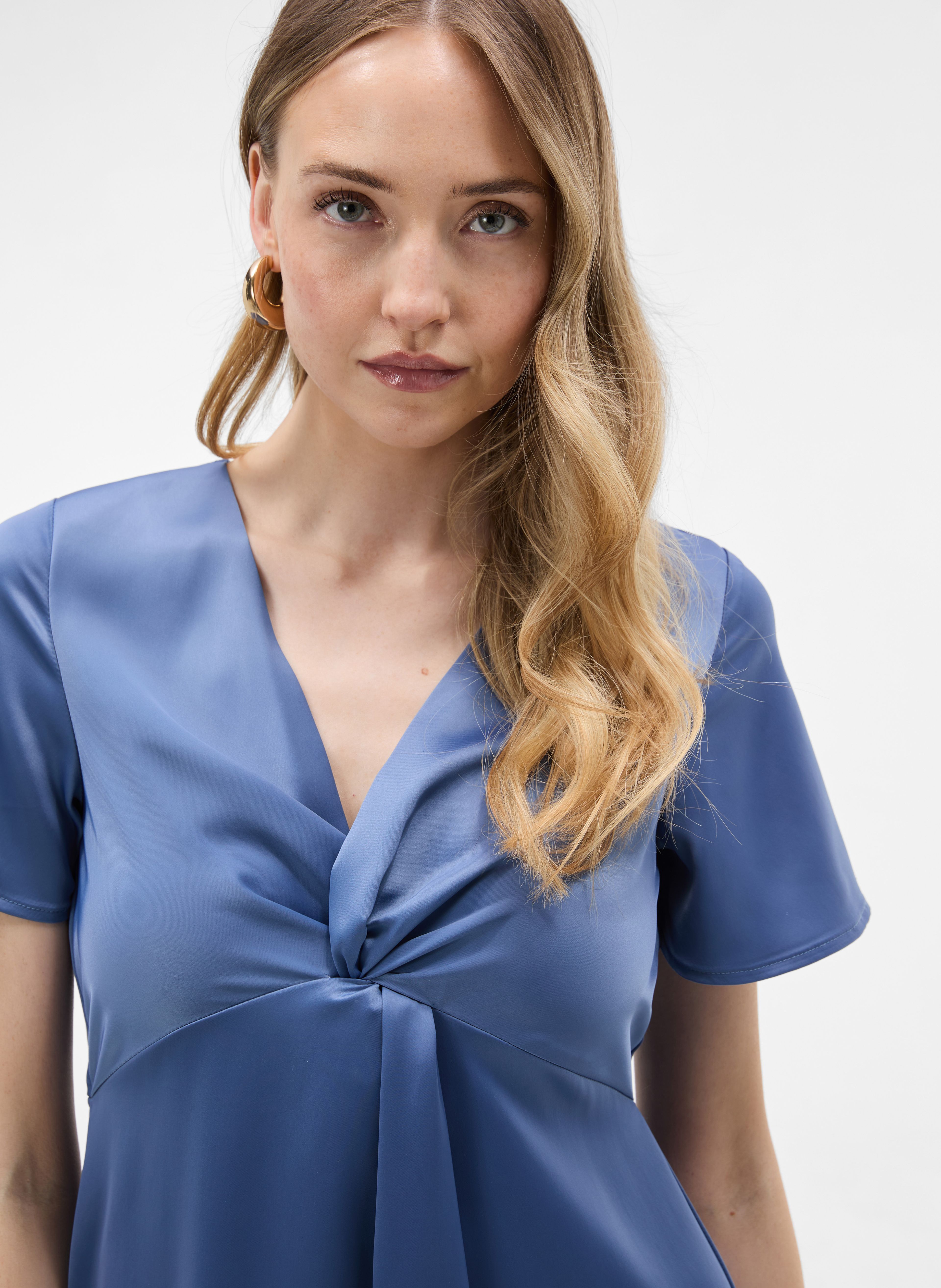 Blaues Damen-Midikleid mit kurzem Arm ORSAY - 004