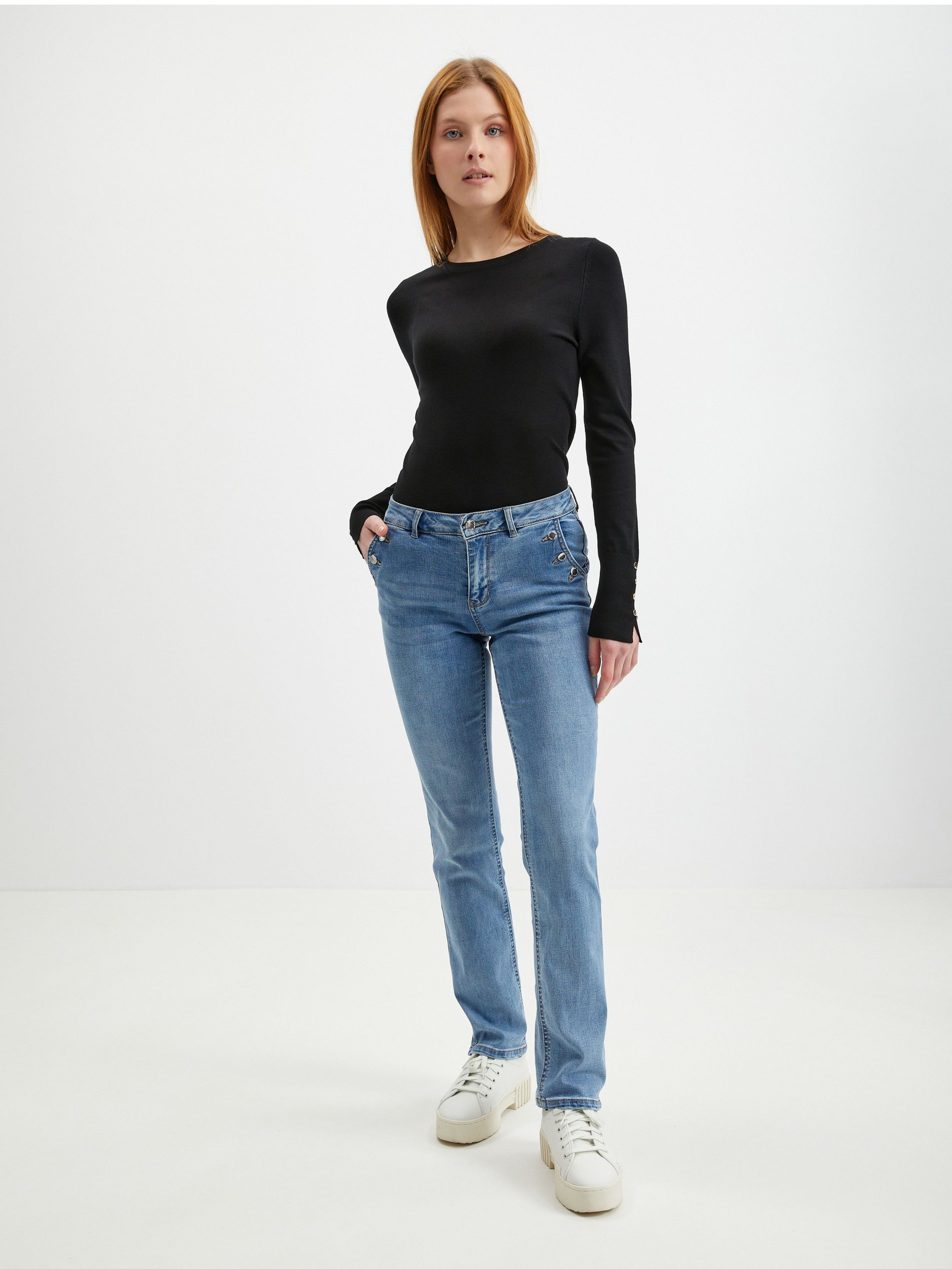 Jasnoniebieskie damskie jeansy straight fit ORSAY