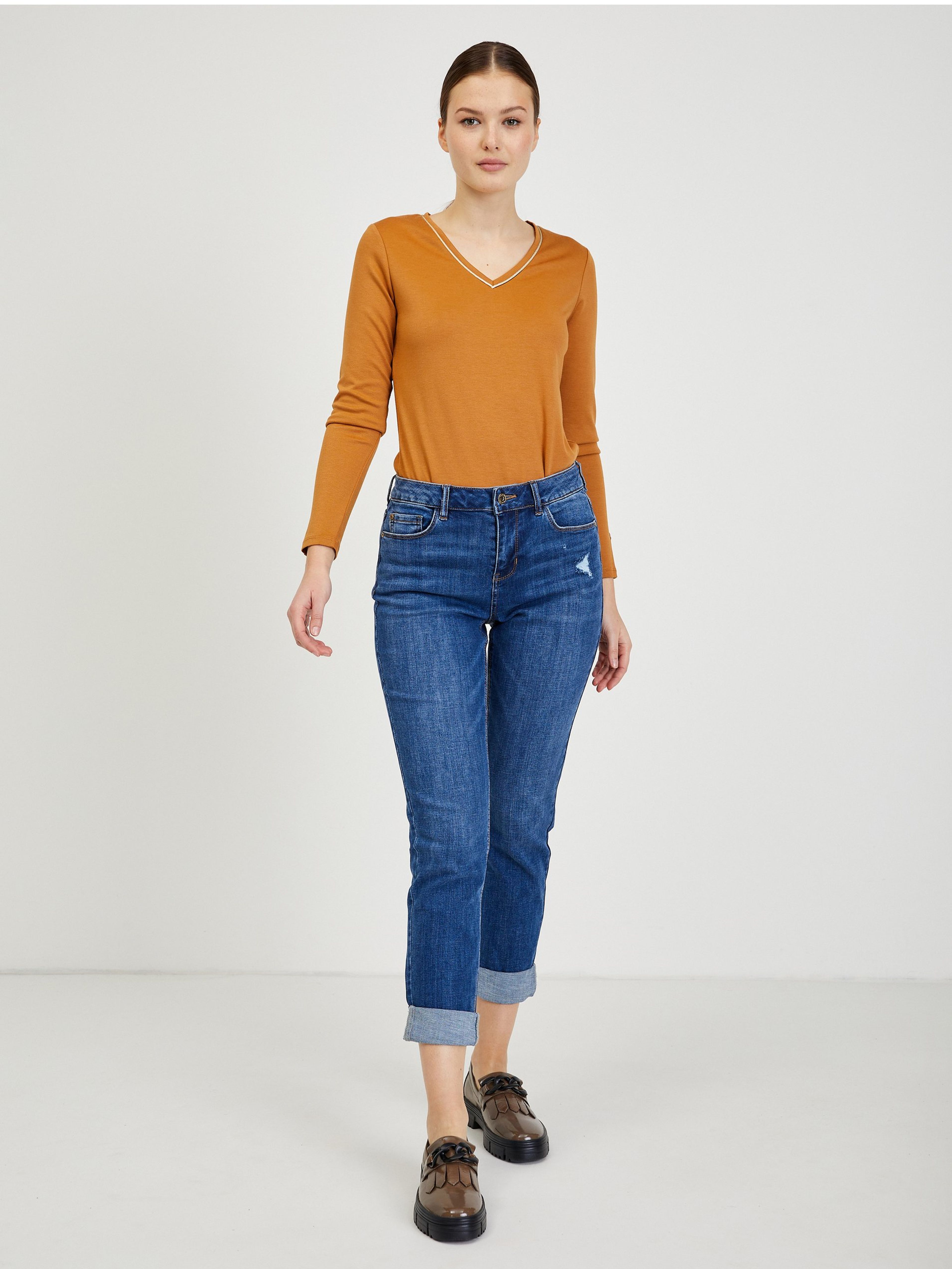 Niebieskie damskie jeansy boyfriend ORSAY