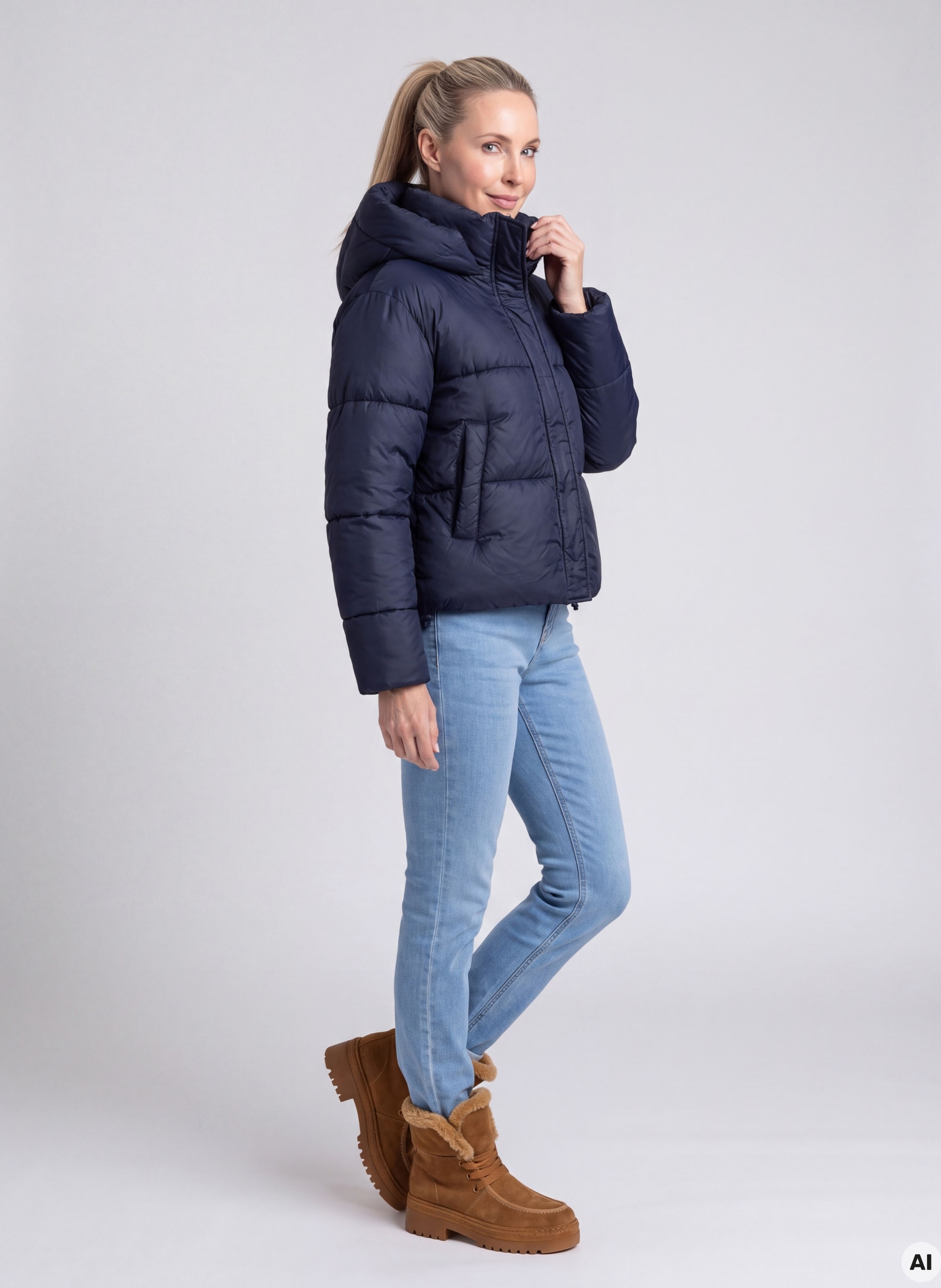 Dunkelblaue Damen-Winterjacke ORSAY - 003