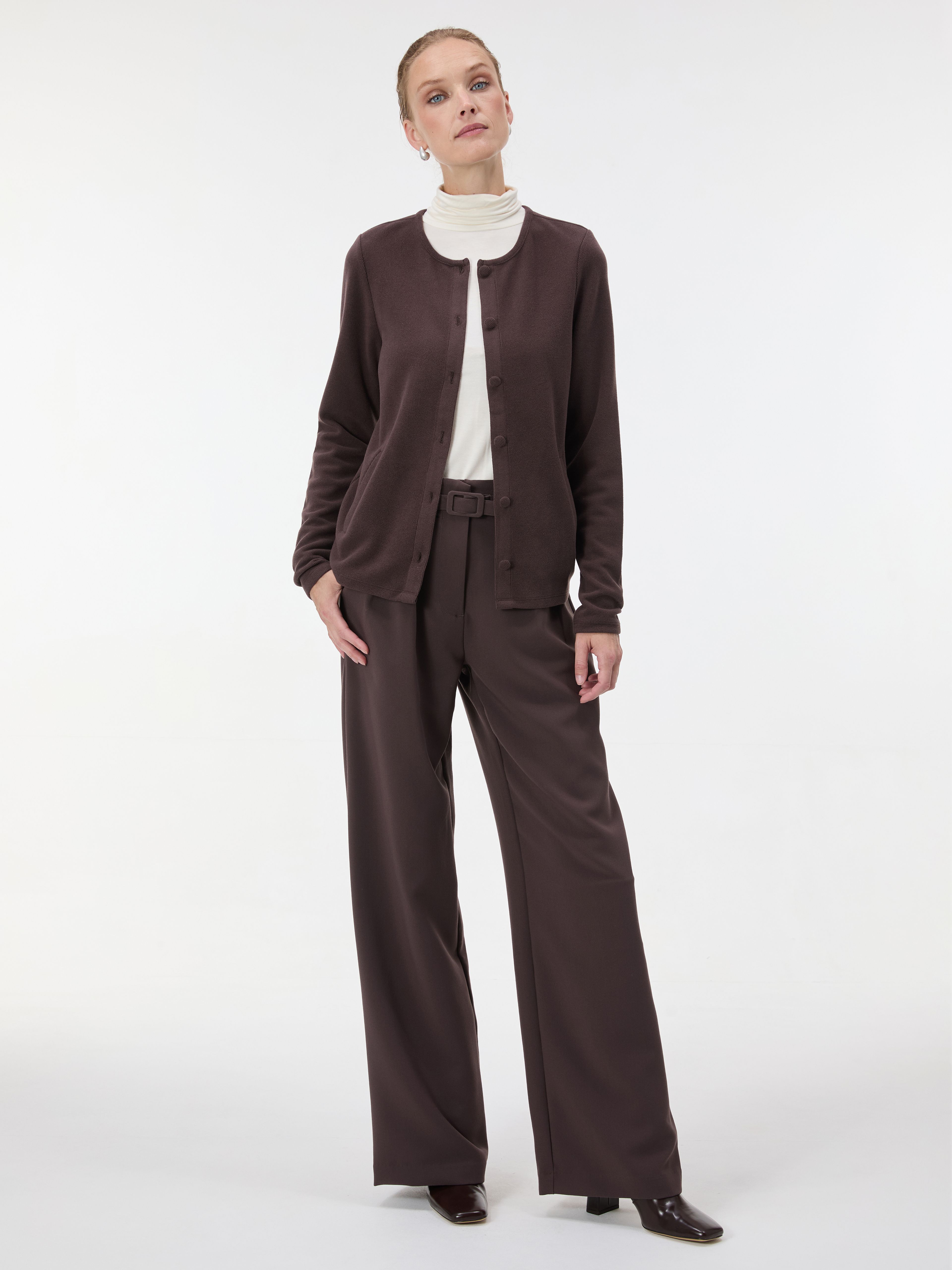 Brauner Damen-Cardigan mit langen Ärmeln ORSAY - 005