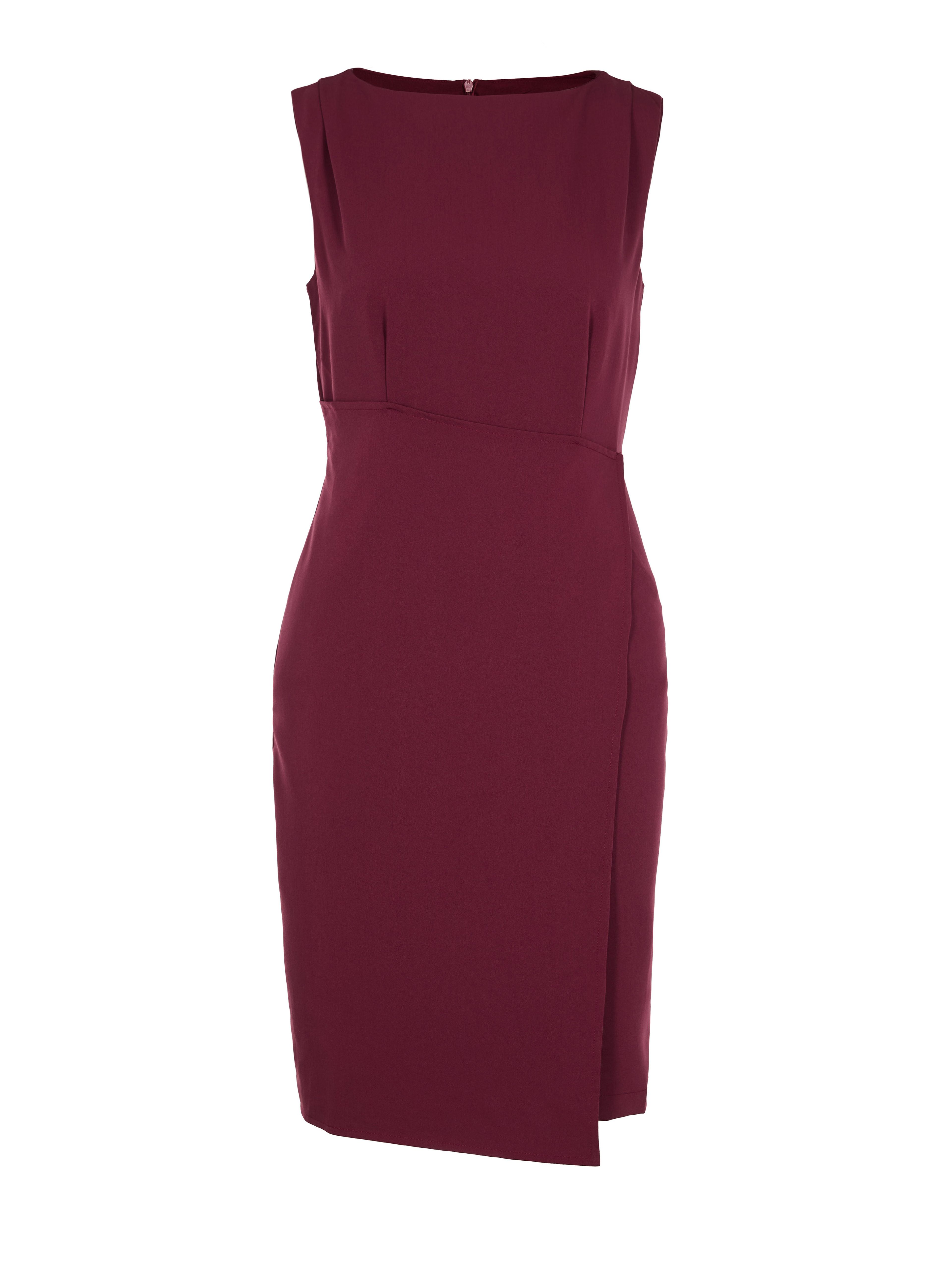 Bordeauxrotes ärmelloses Damen-Wickelkleid ORSAY - 005