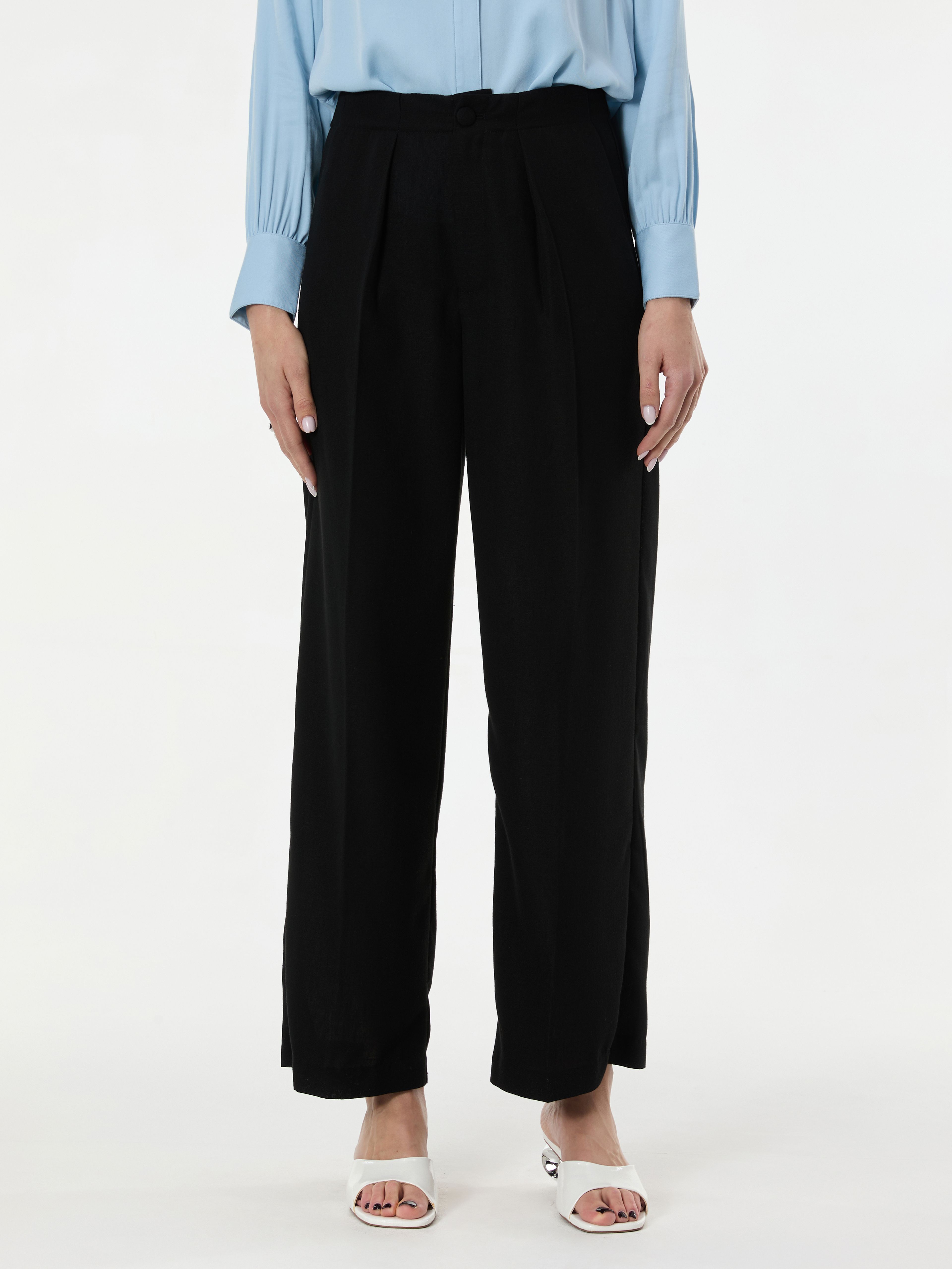 Czarne damskie szerokie spodnie ORSAY