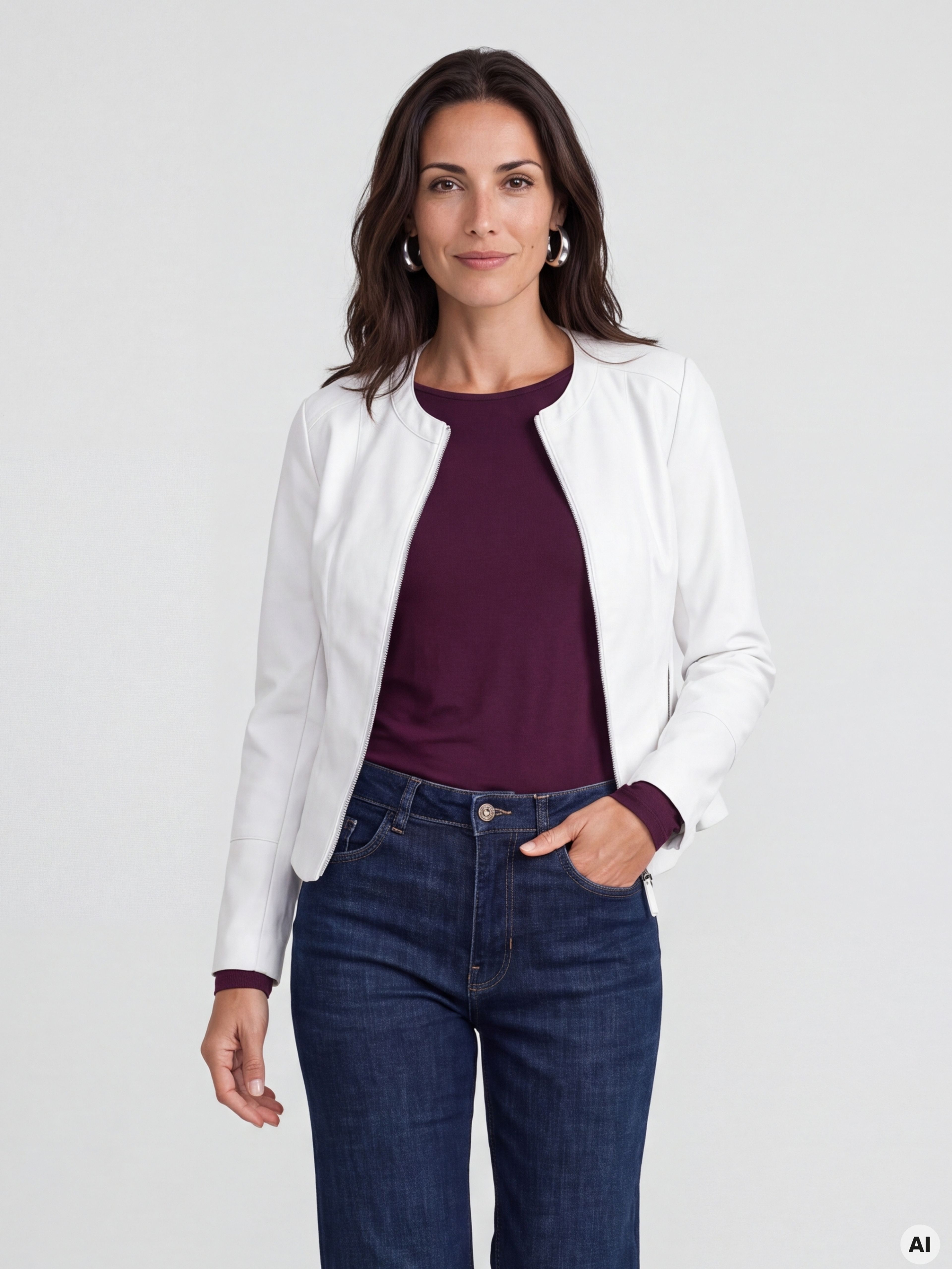 Weiße Damen-Kunstlederjacke ORSAY - 001