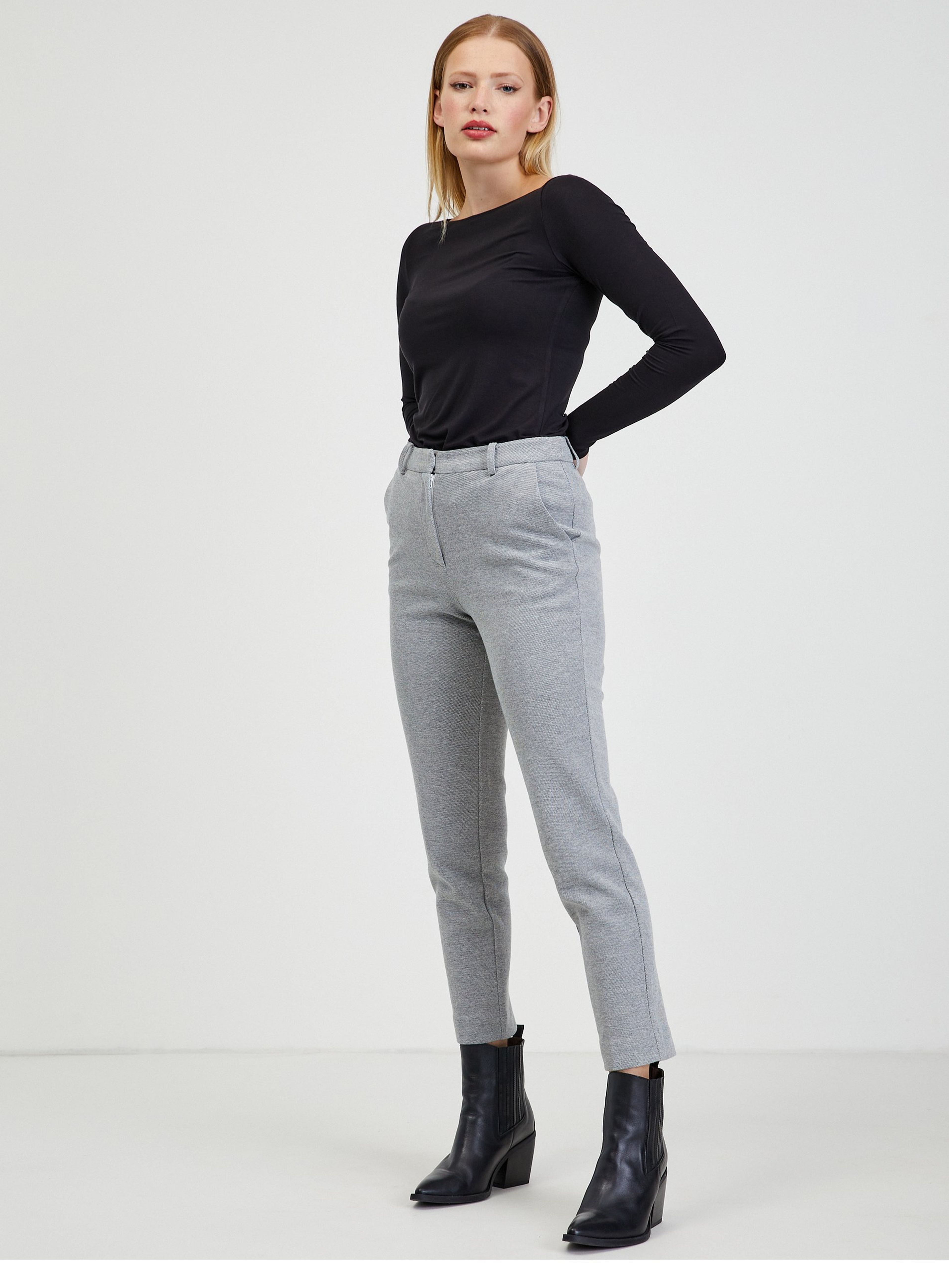 Pantaloni de damă gri deschis ORSAY