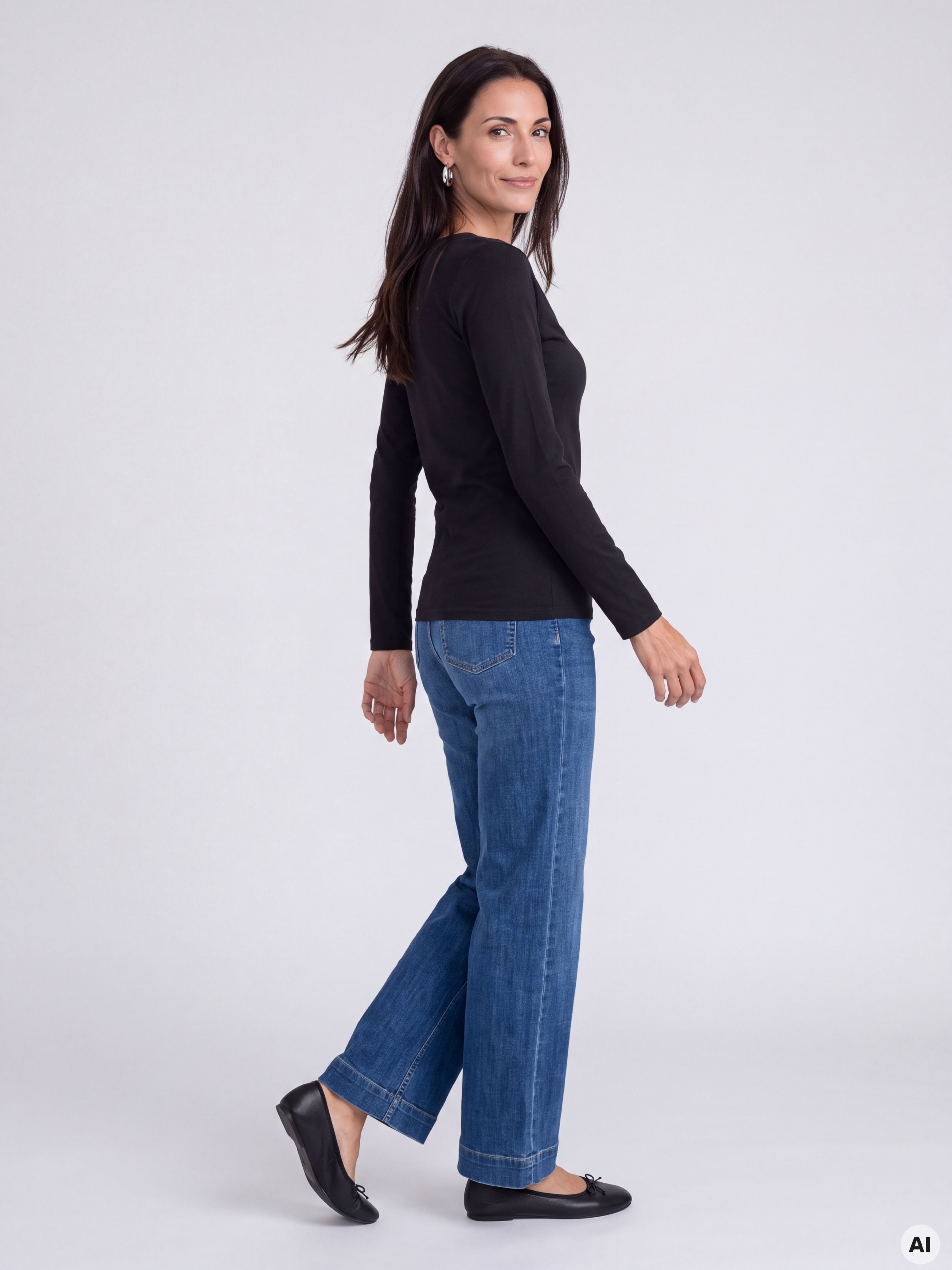 Tricou pentru femei negru cu mâneci lungi ORSAY - 005