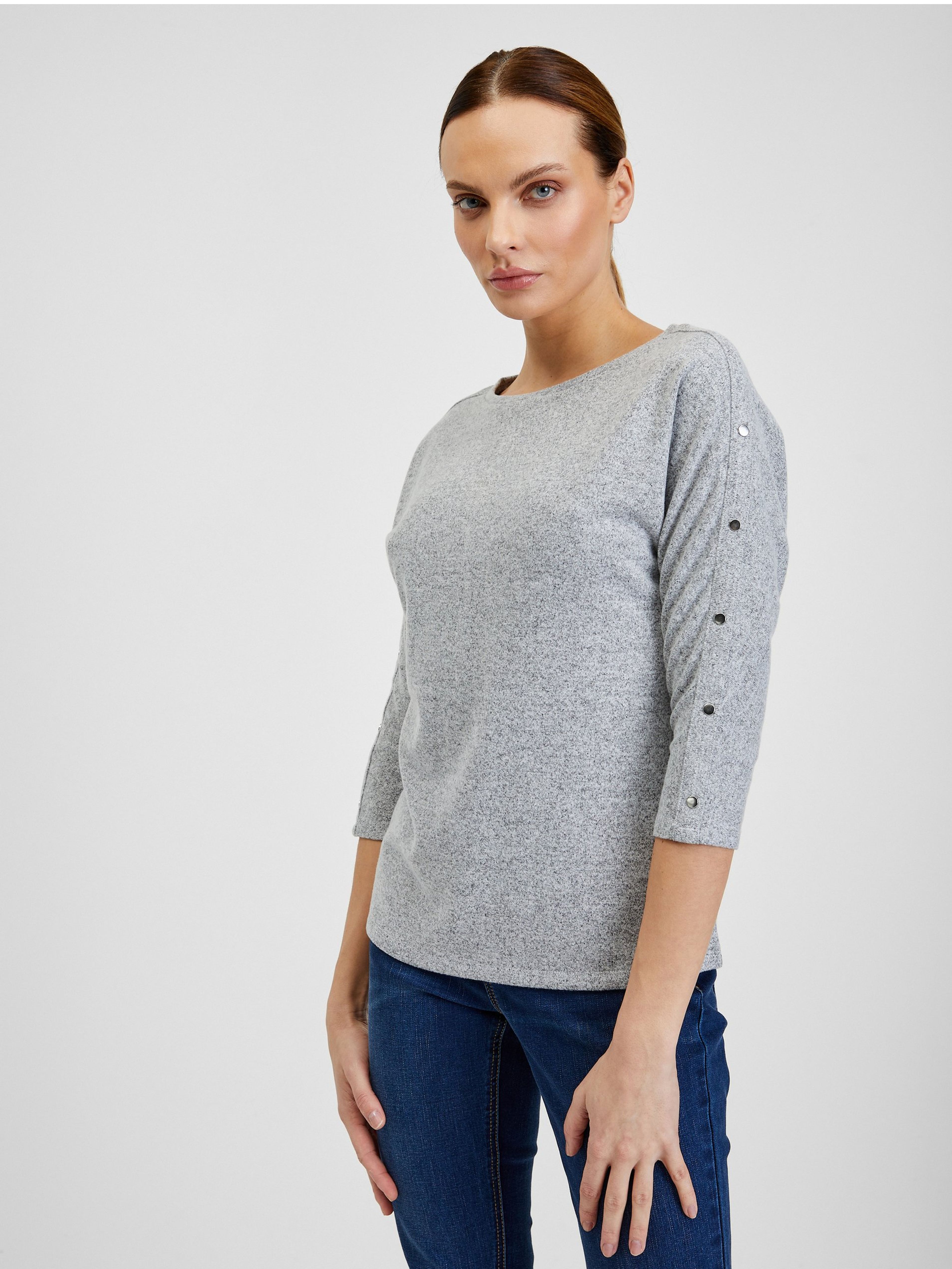 Jasnoszary t-shirt damski ORSAY