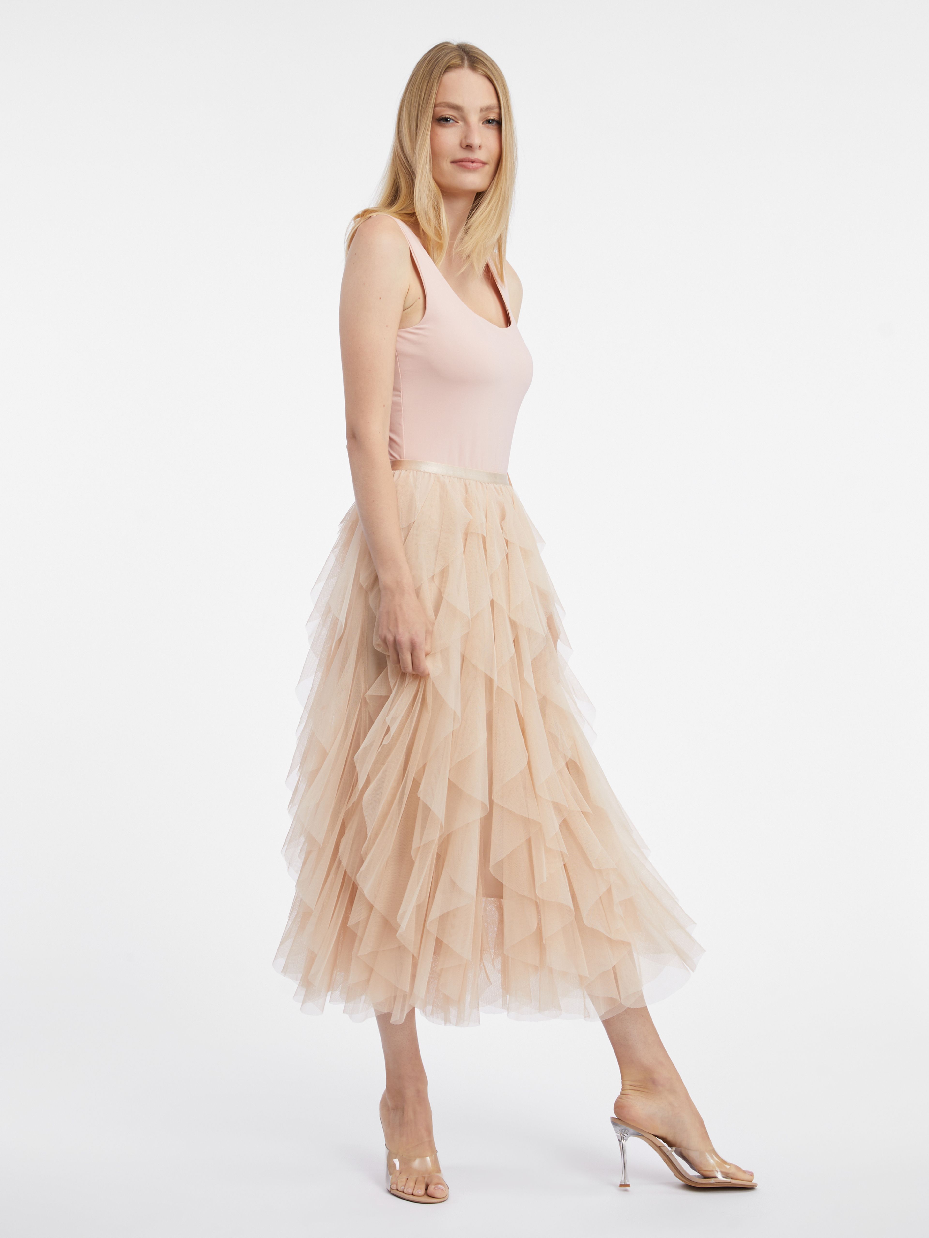 Beigefarbener Damen-Midirock ORSAY