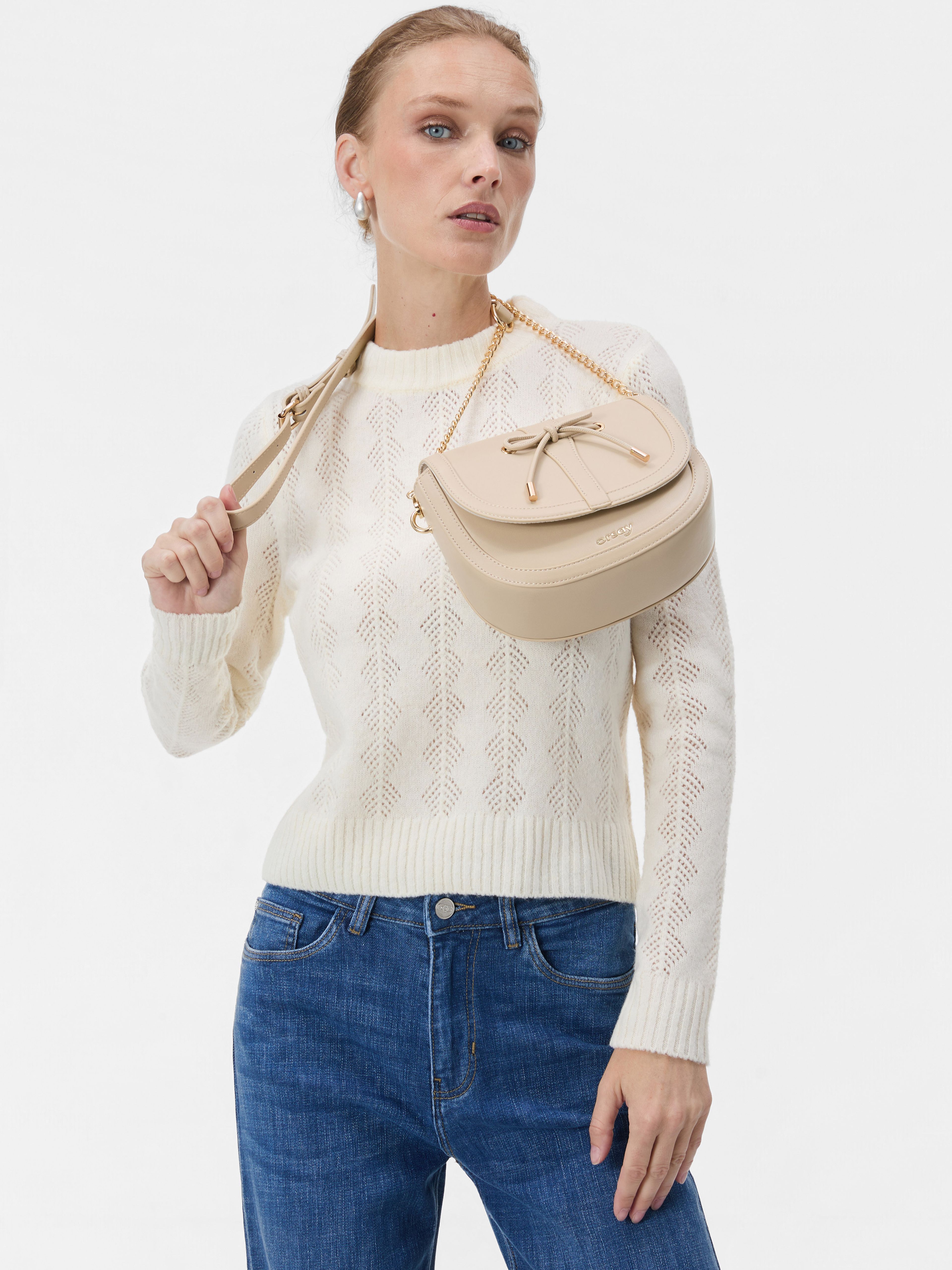 Krem ženska crossbody torbica s pentljo ORSAY ANARA - 005