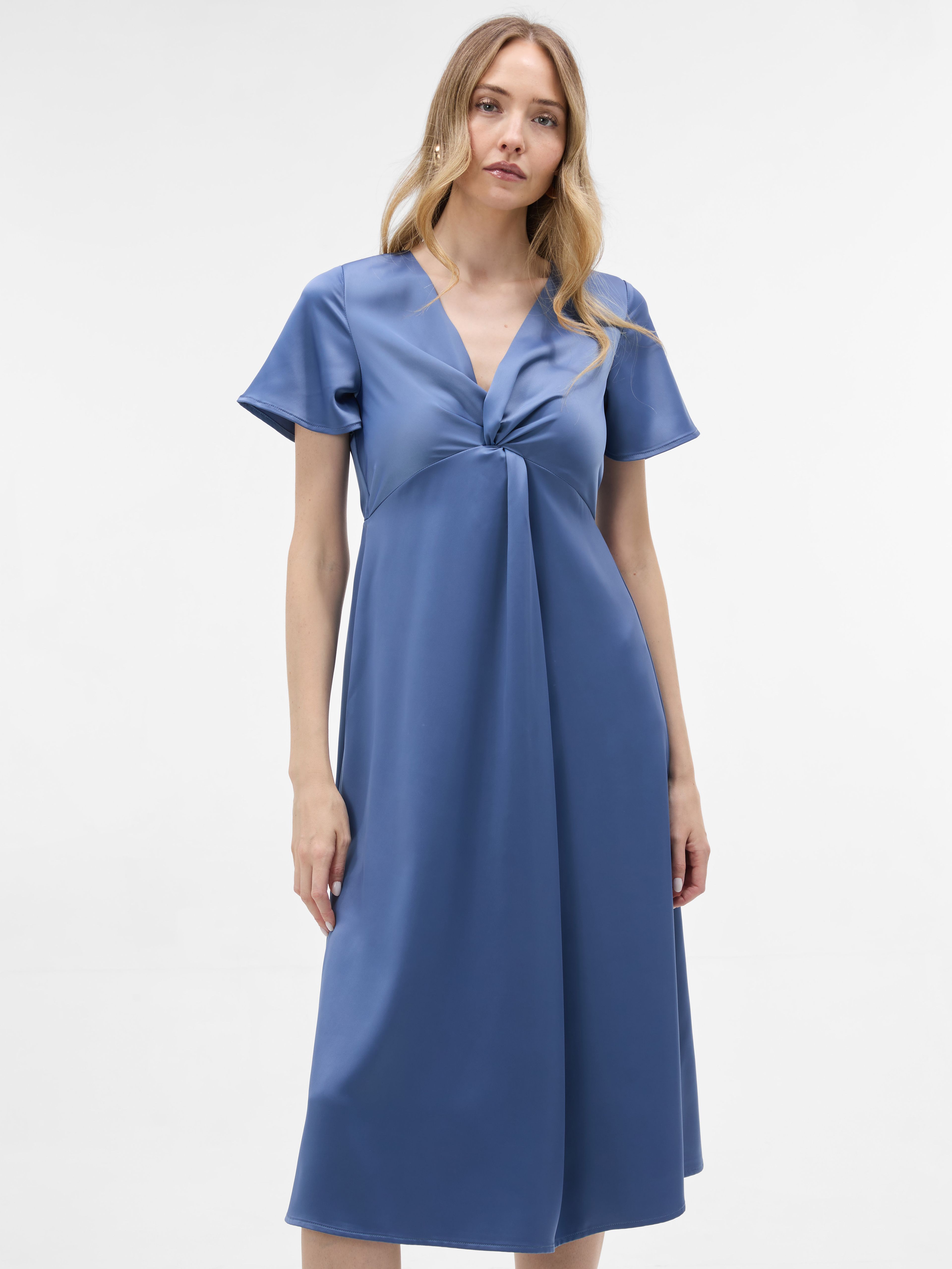 Blaues Damen-Midikleid mit kurzem Arm ORSAY - 003