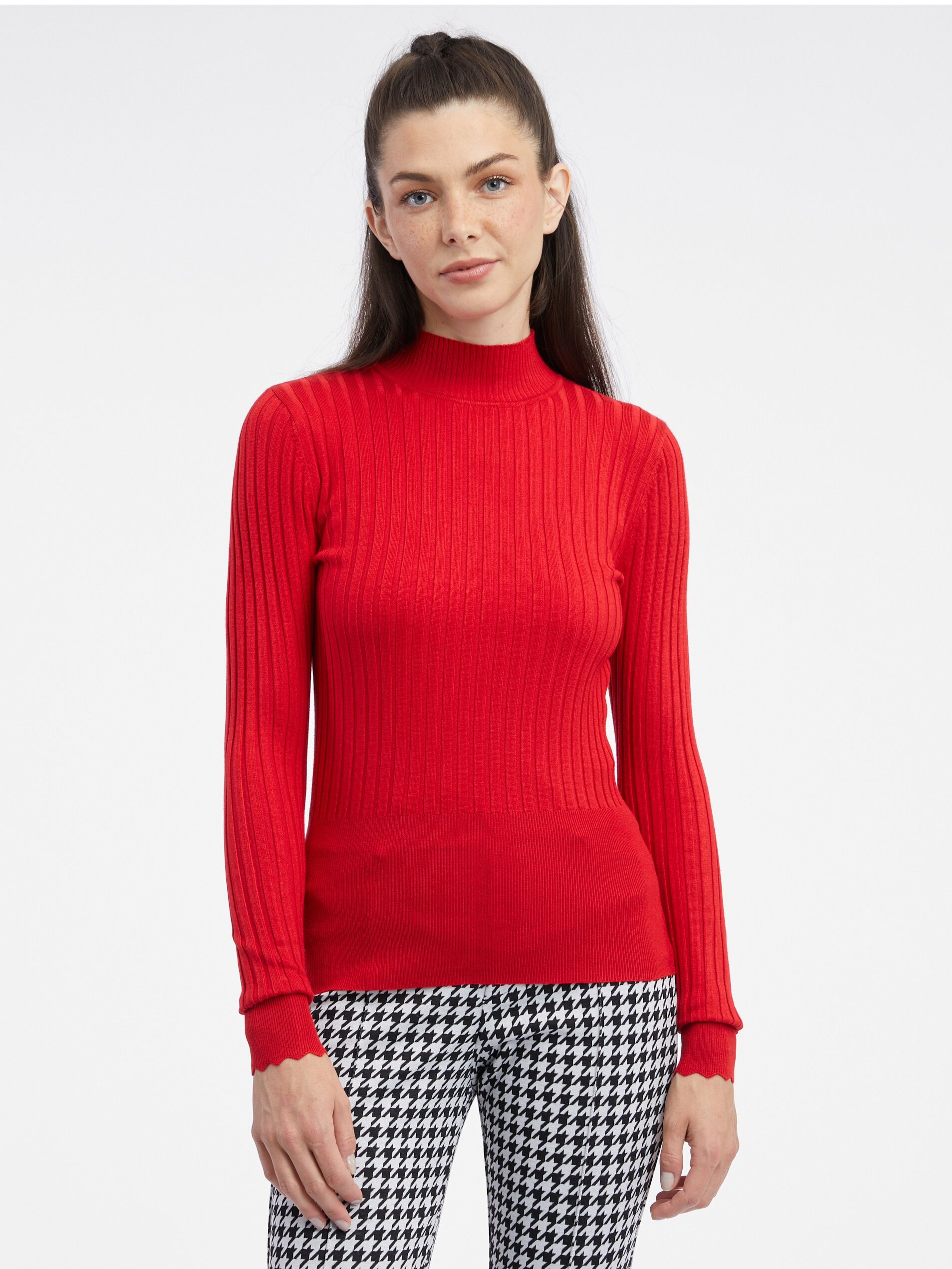 Roter Damen-Rippenpullover ORSAY