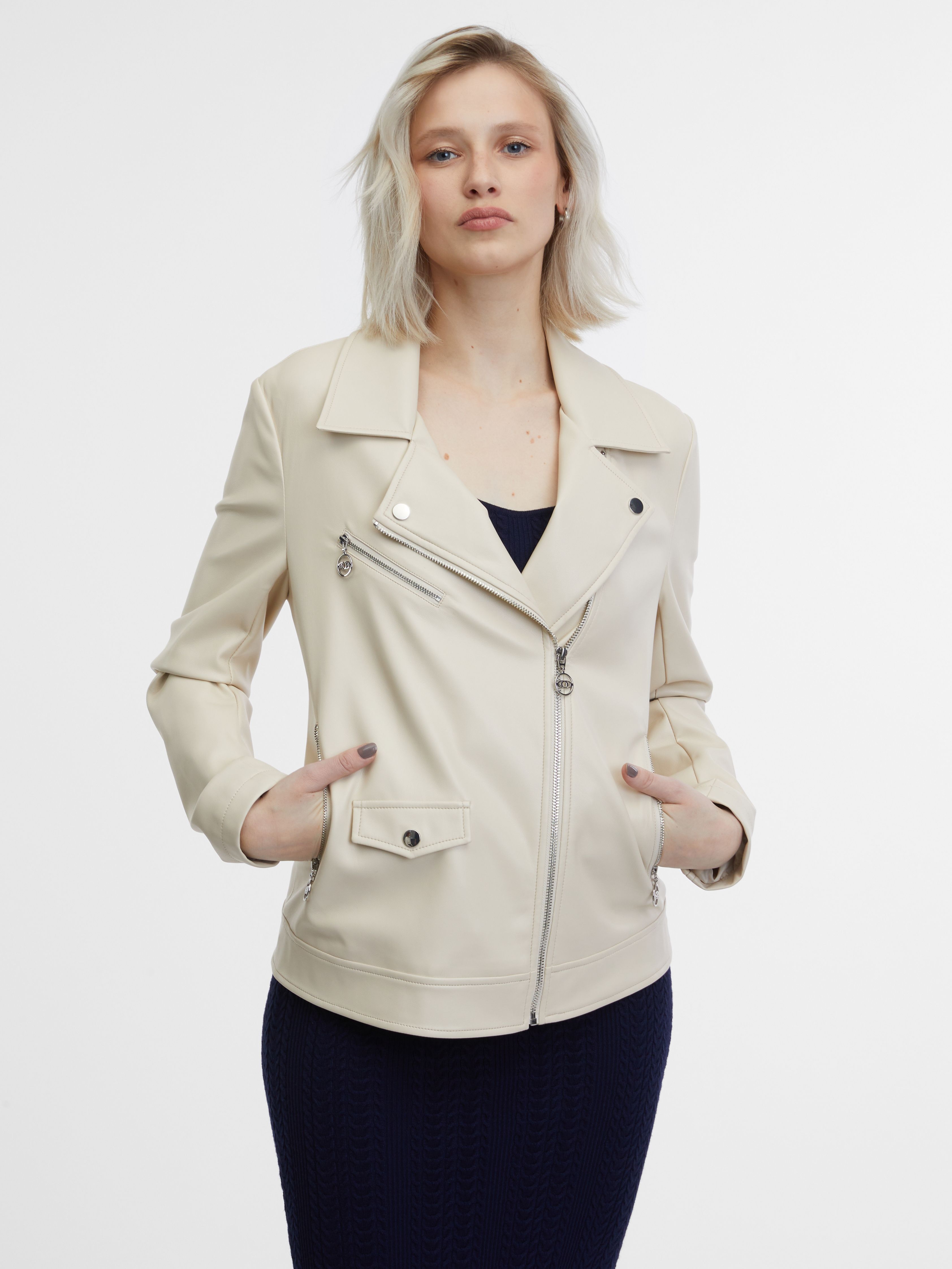 Béžová dámska koženková bunda ORSAY | Orsay.sk - Oficiálny e-shop ORSAY pre Slovensko