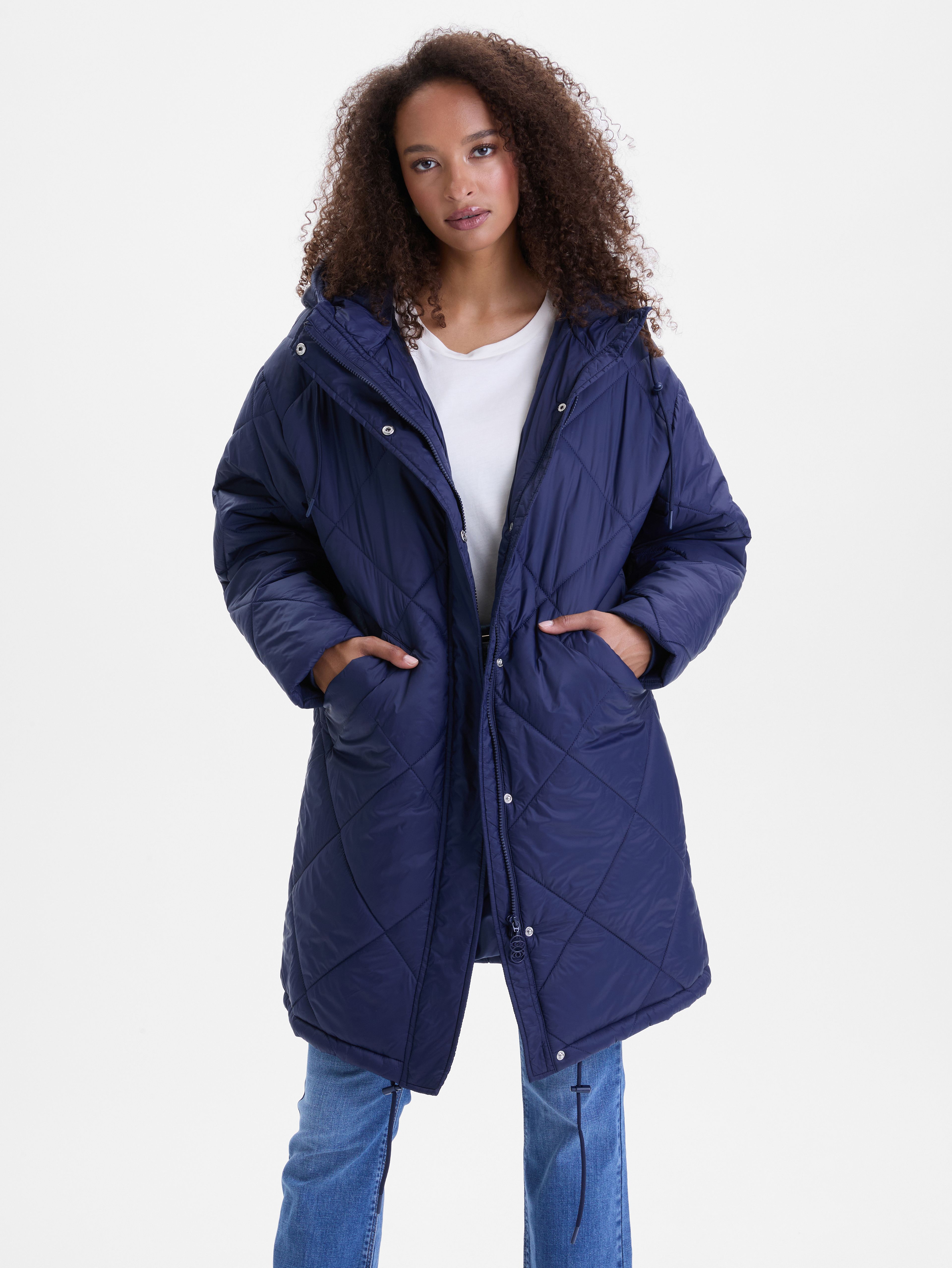 Tmavomodrý dámsky prešívaný kabát ORSAY