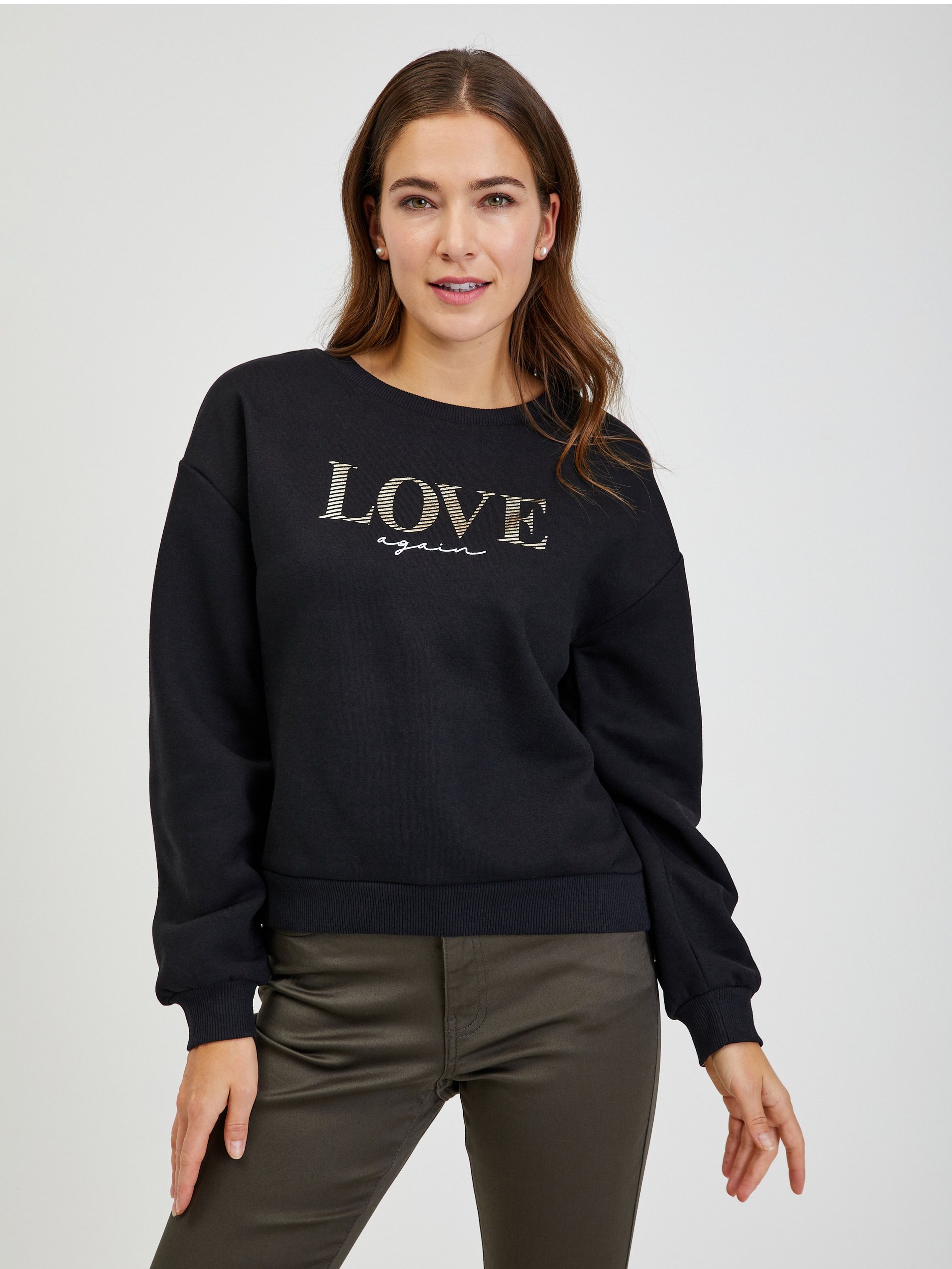 Schwarzes lockeres Damen Sweatshirt ORSAY