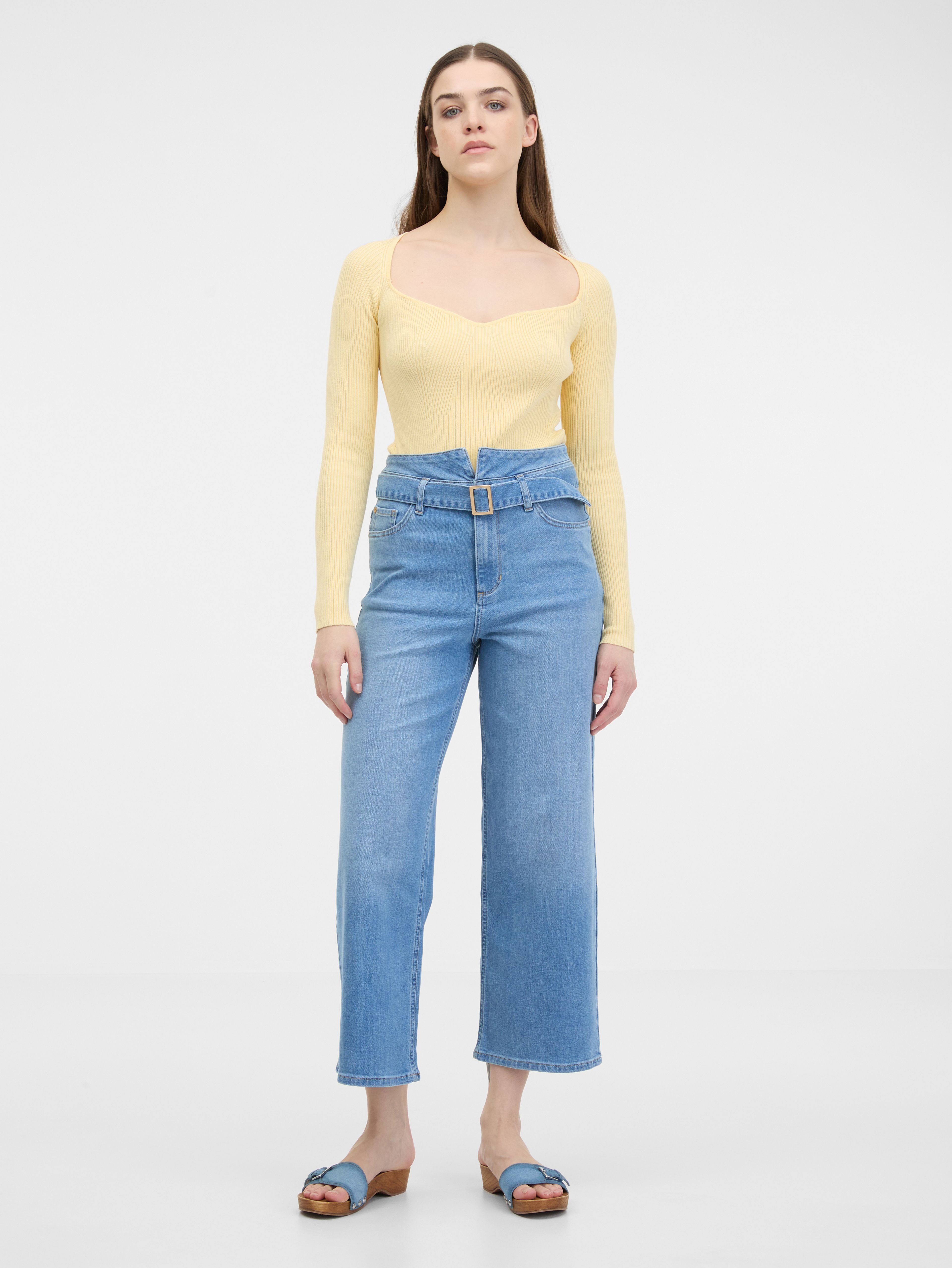 Hellblaue Damenjeans mit weitem Bein ORSAY