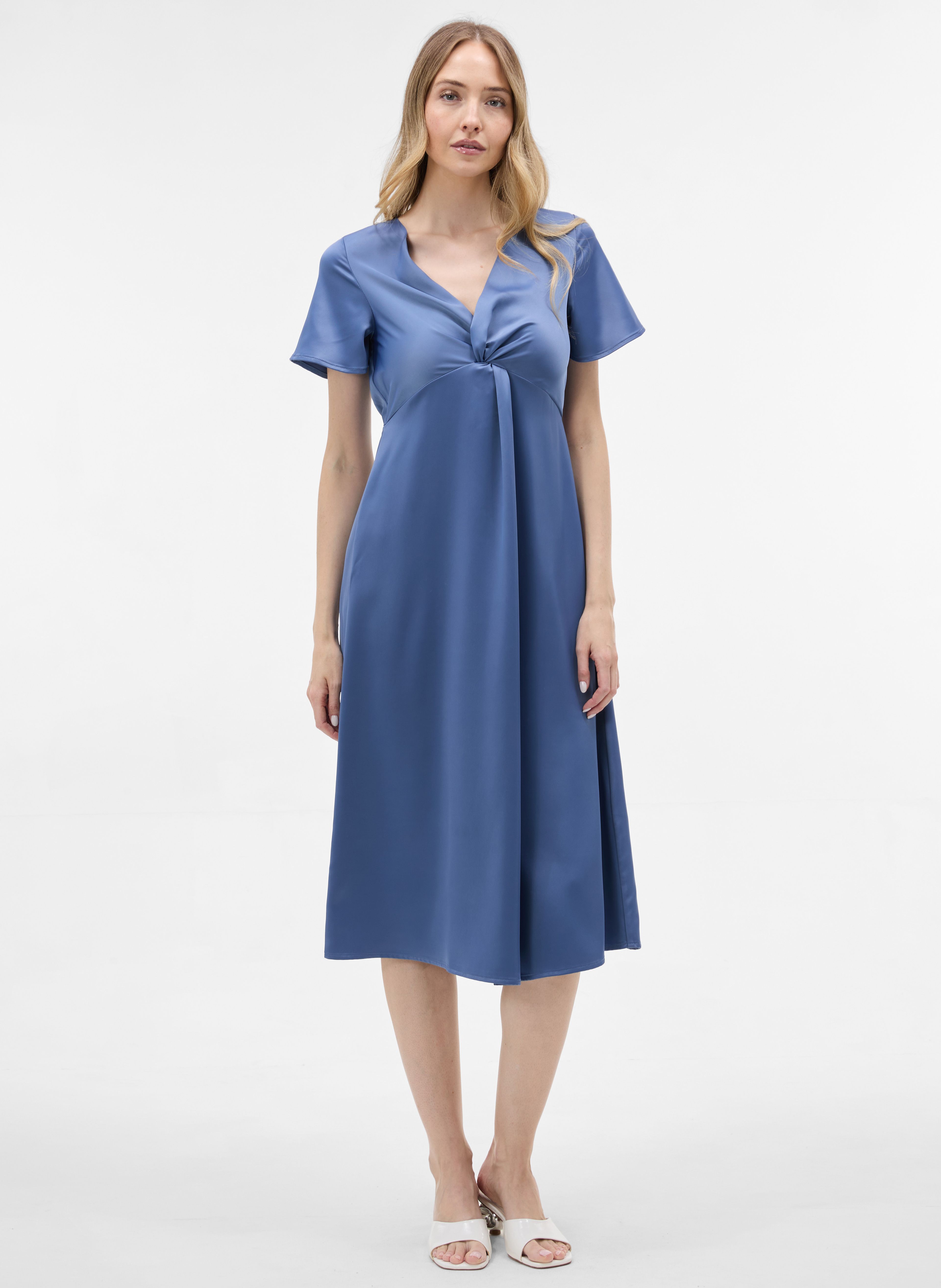Blaues Damen-Midikleid mit kurzem Arm ORSAY - 002