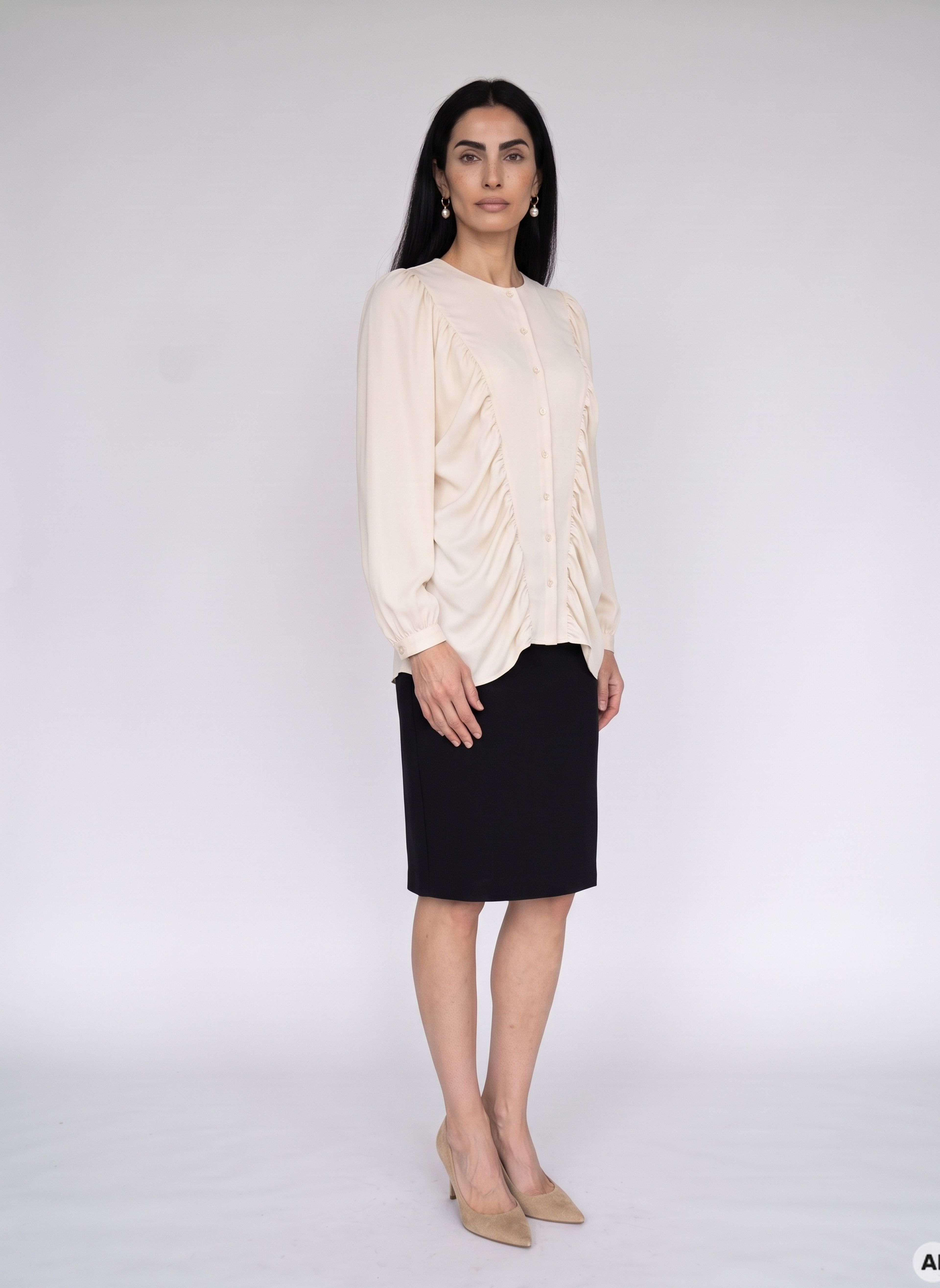 Bela ženska bluza z dolgimi rokavi ORSAY - 004
