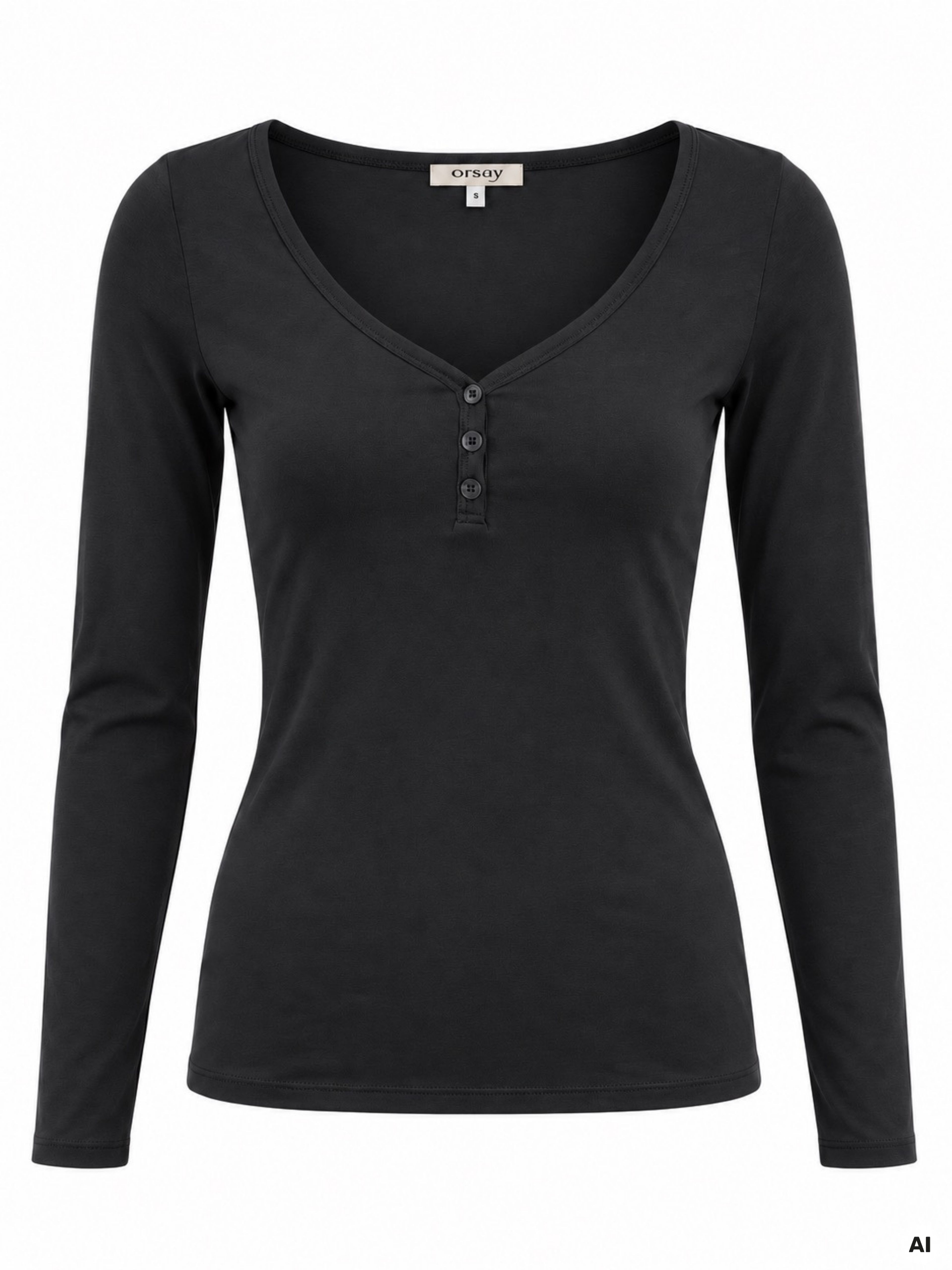 Tricou pentru femei negru cu mâneci lungi ORSAY - 006