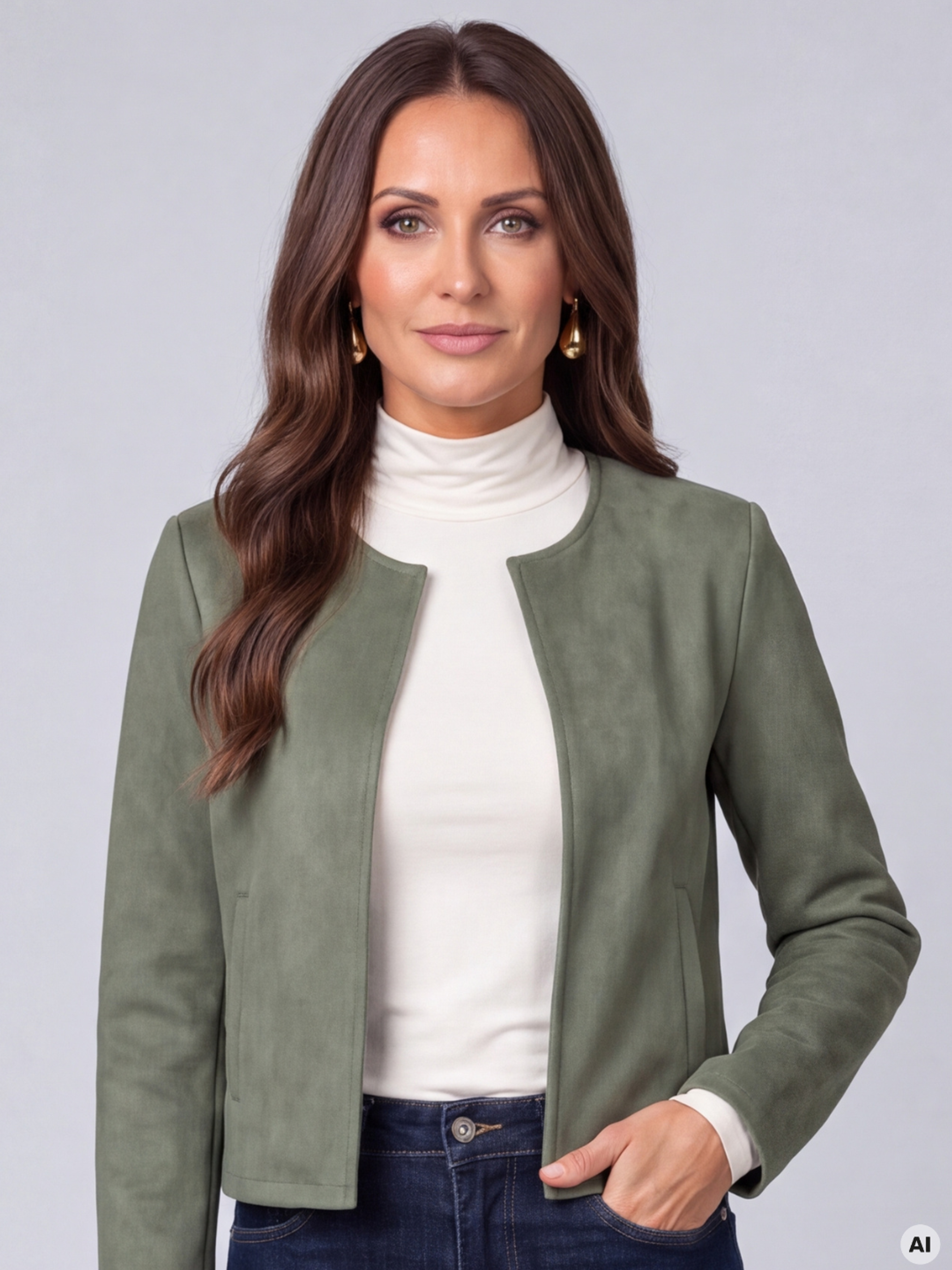 Khakifarbenes Damen-Bolero mit langen Ärmeln ORSAY - 001
