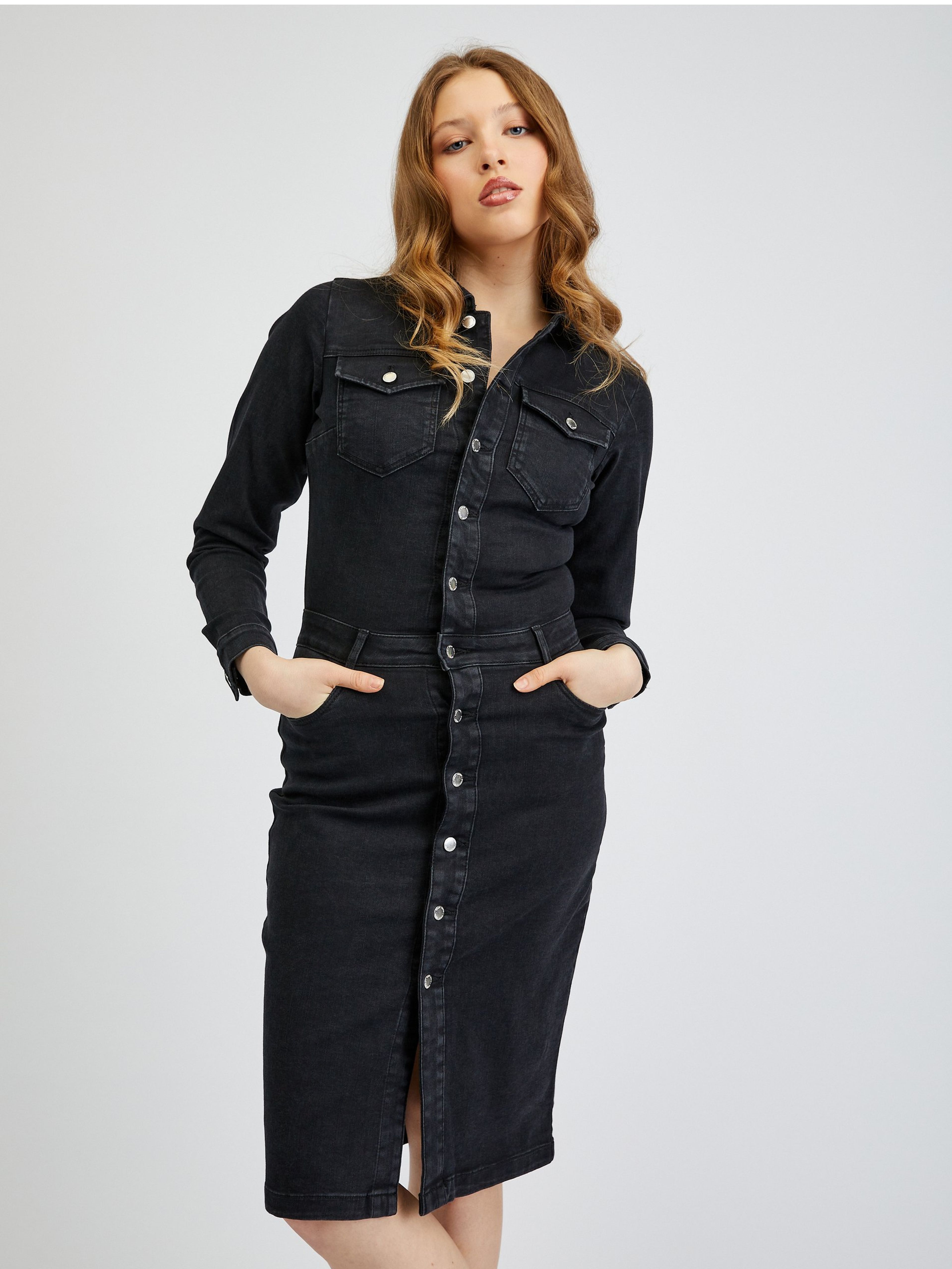 Schwarzes Damen-Denim-Kleid ORSAY