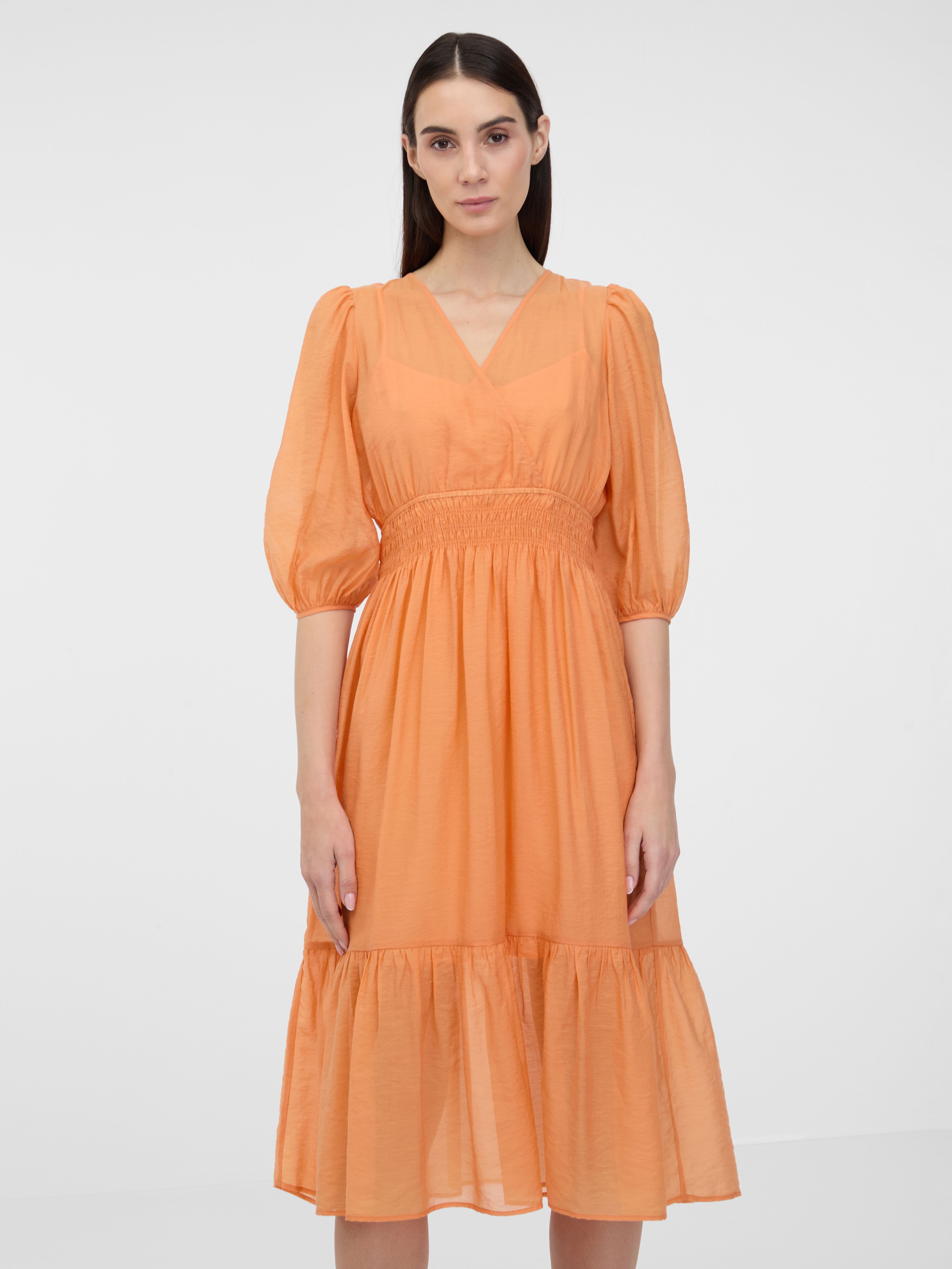 Orangefarbenes Damen Midikleid ORSAY