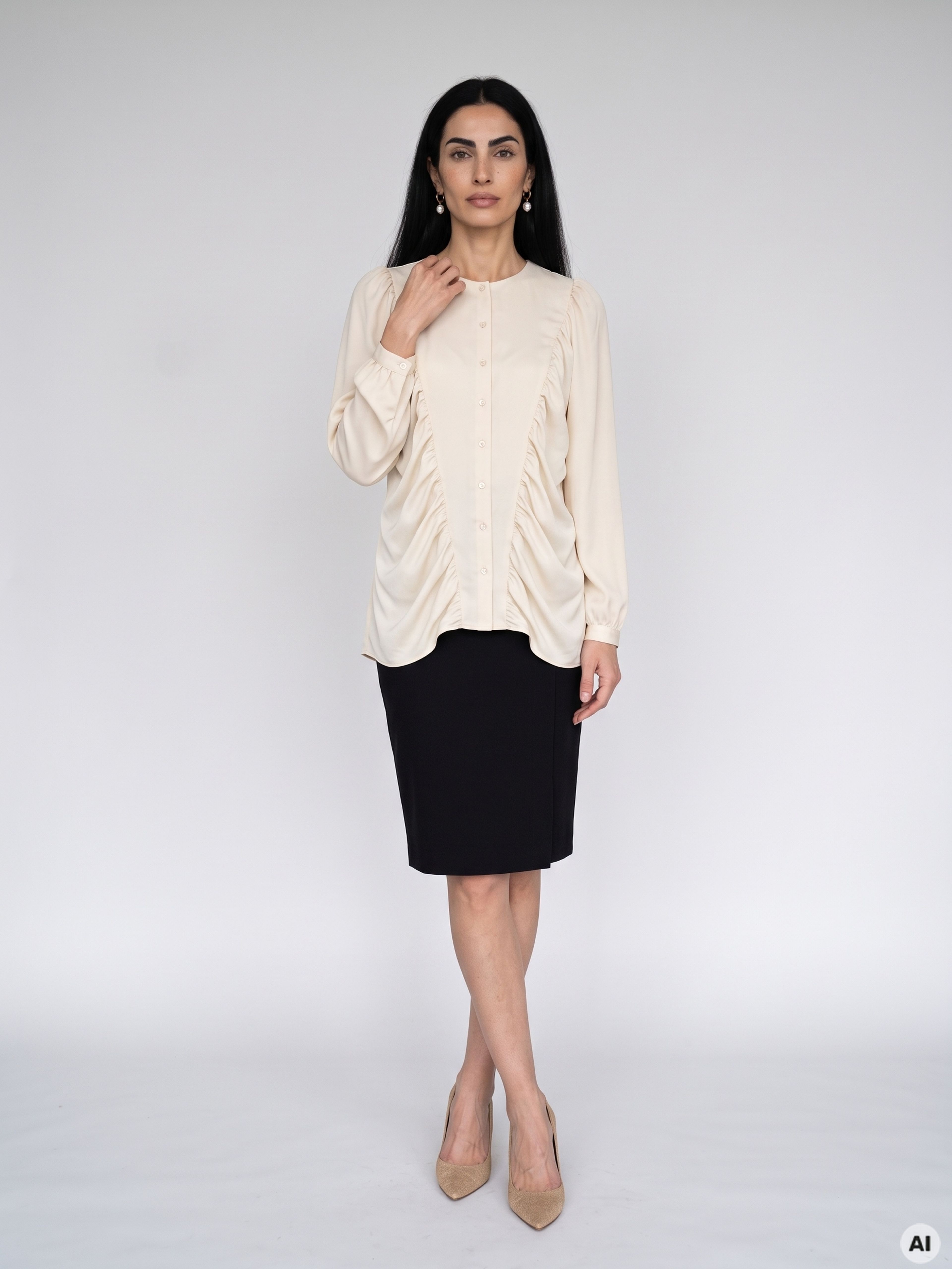 Bela ženska bluza z dolgimi rokavi ORSAY - 002