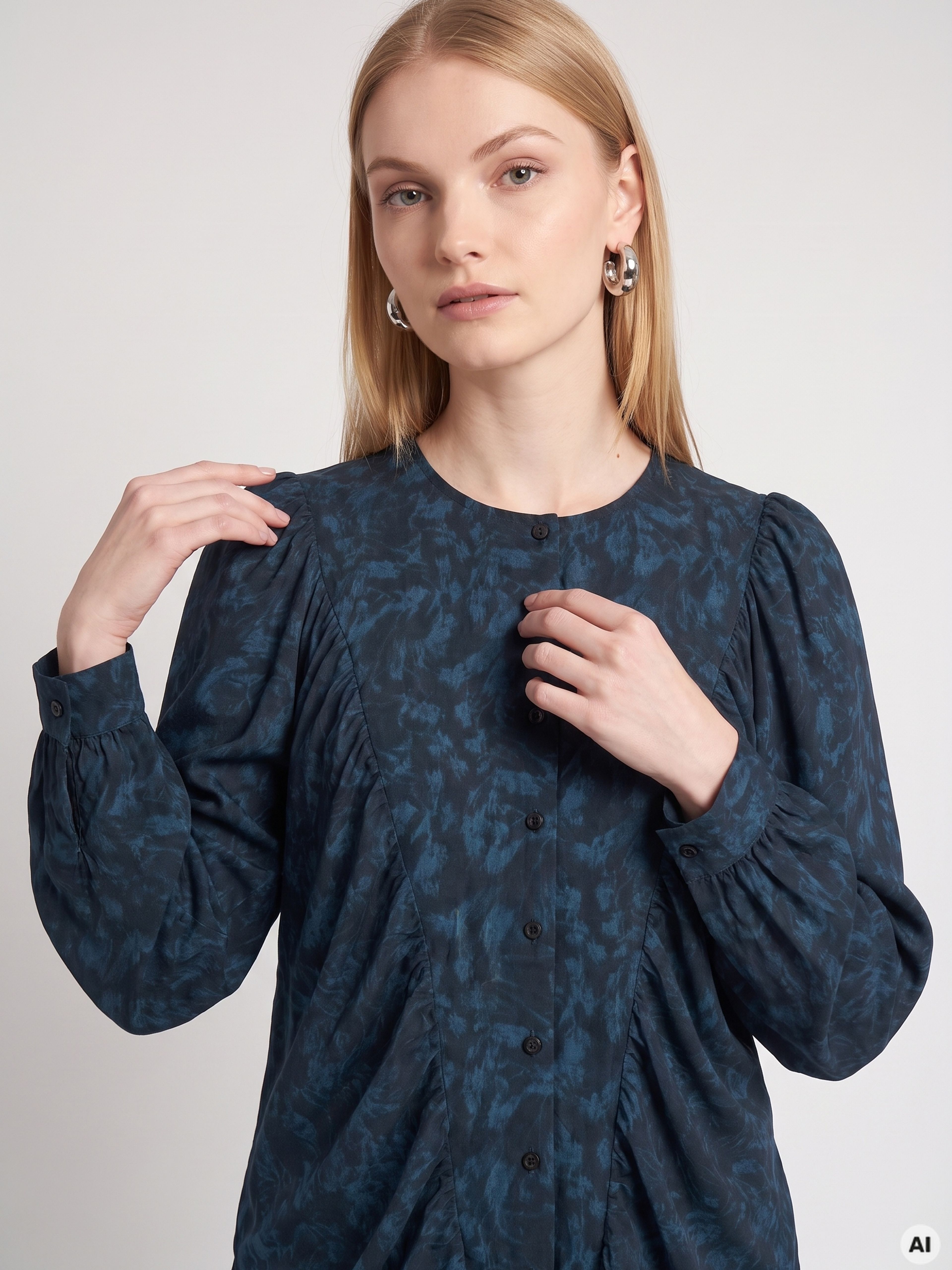 Modra ženska bluza z dolgimi rokavi ORSAY - 003