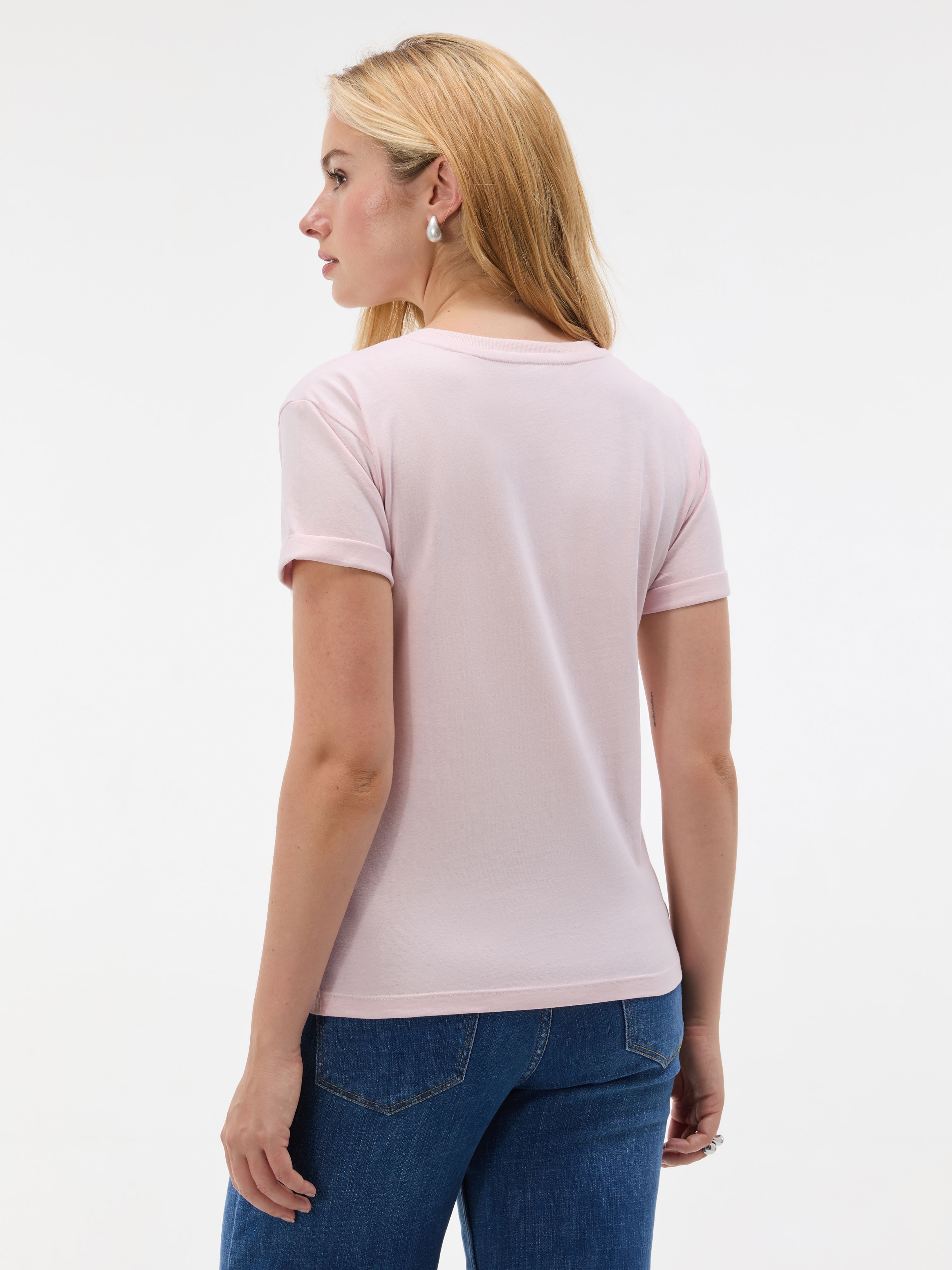 Jasnoróżowy damski t-shirt z krótkim rękawem ORSAY - 002