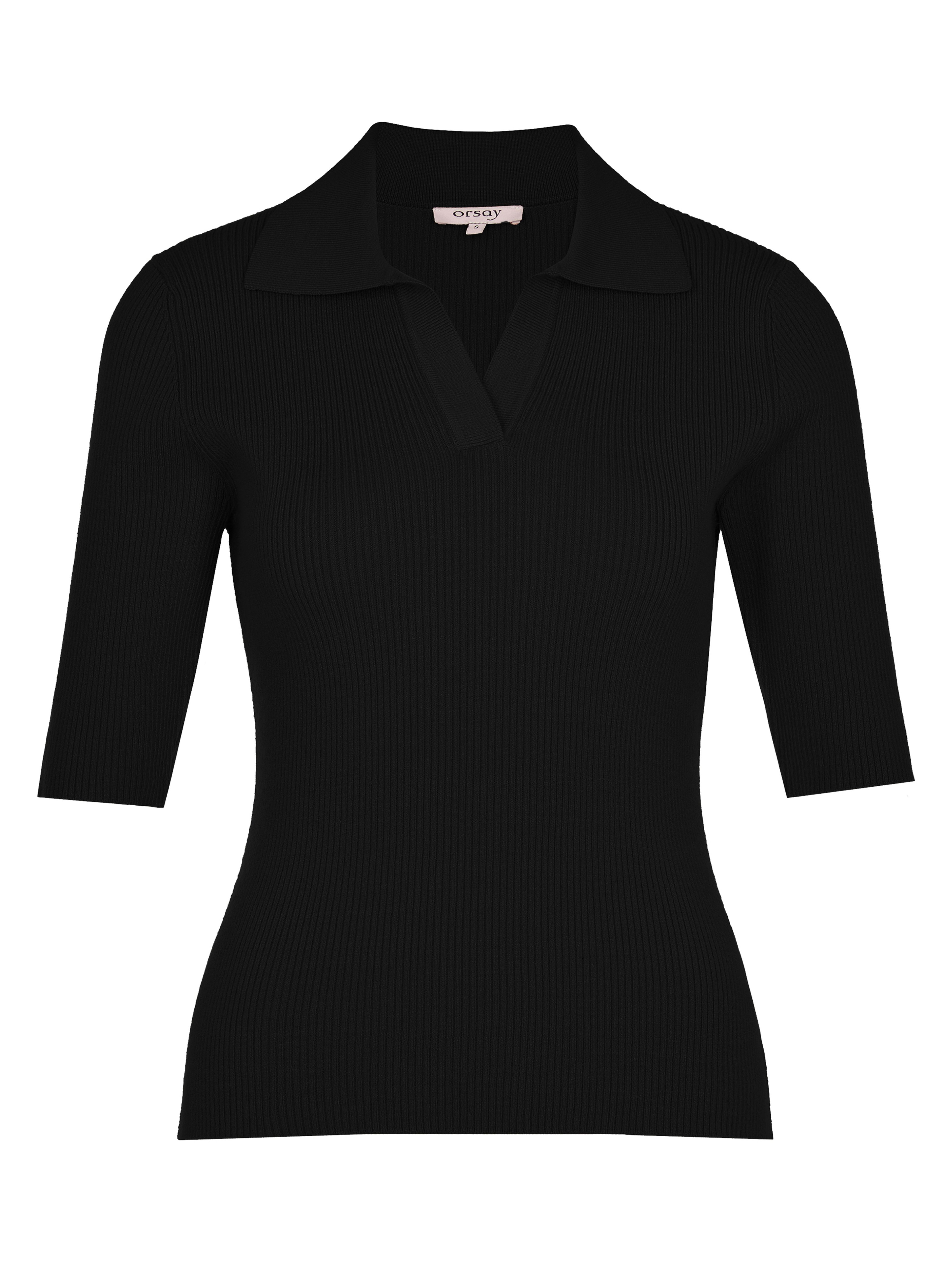 Schwarzer Damen-Cardigan mit Kragen und kurzen Ärmeln ORSAY - 005