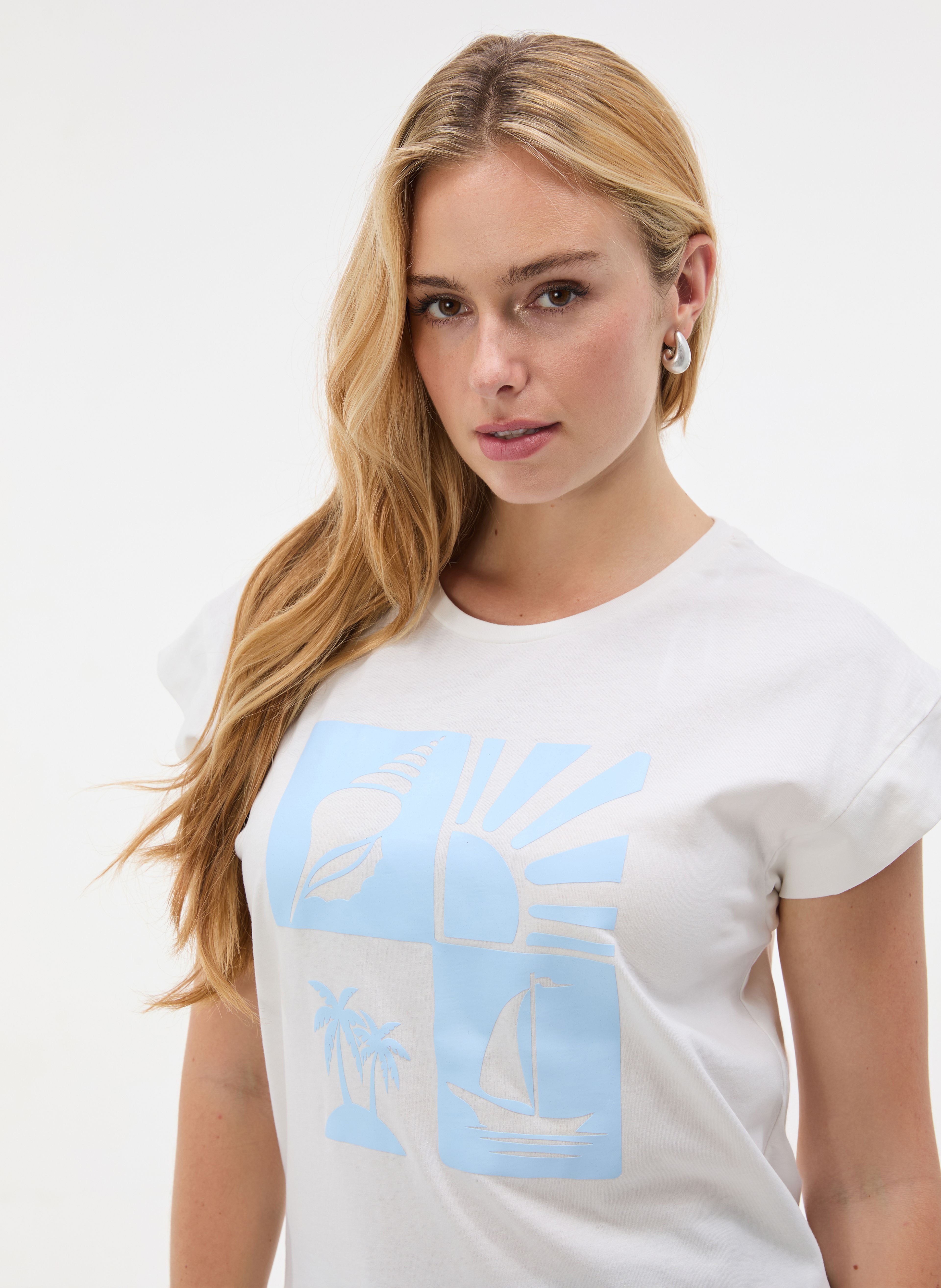 Biały damski t-shirt z krótkim rękawem ORSAY - 004